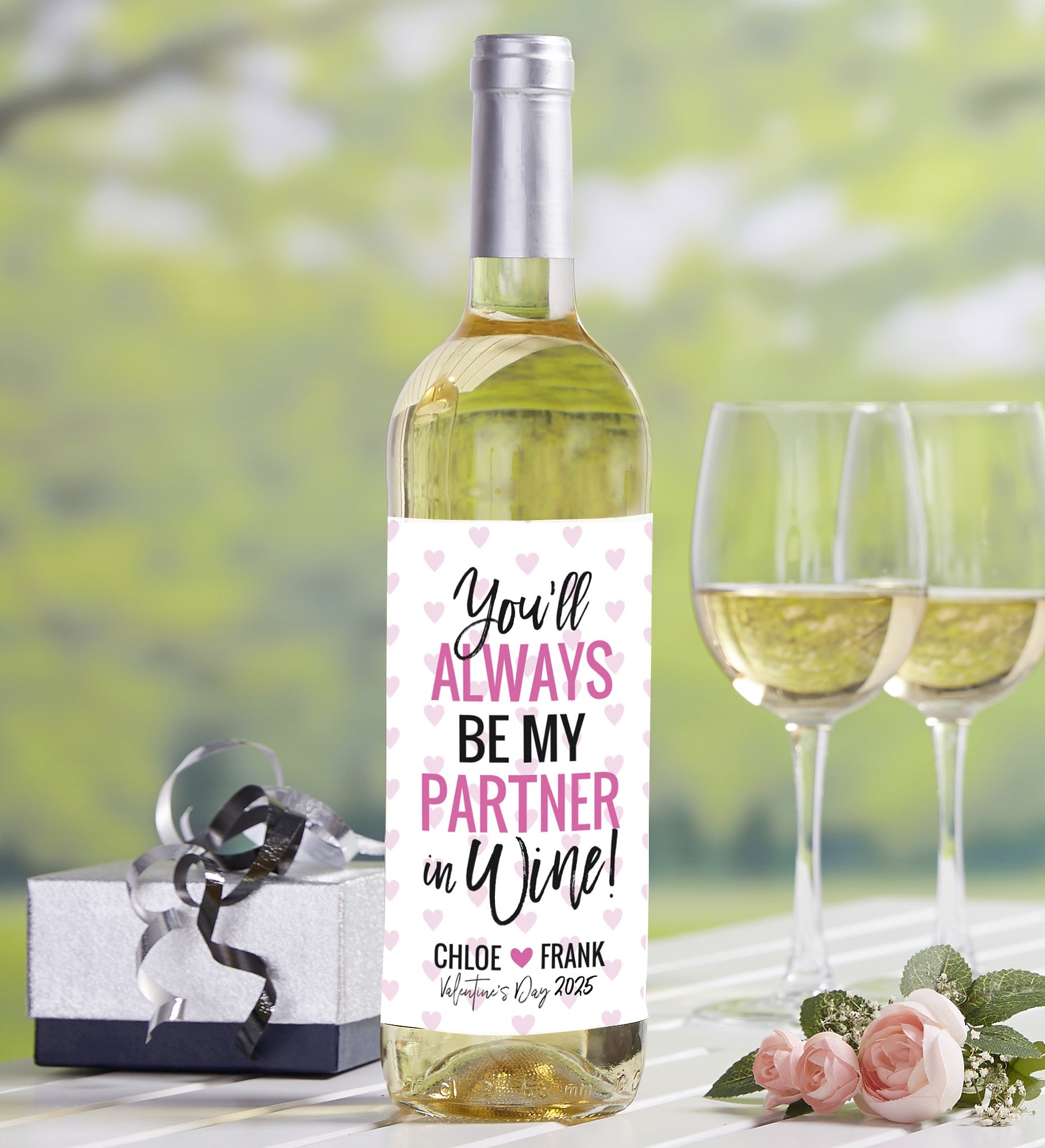 You'll Always Be My Partner In Wine Personalized Valentine's Day Wine Label