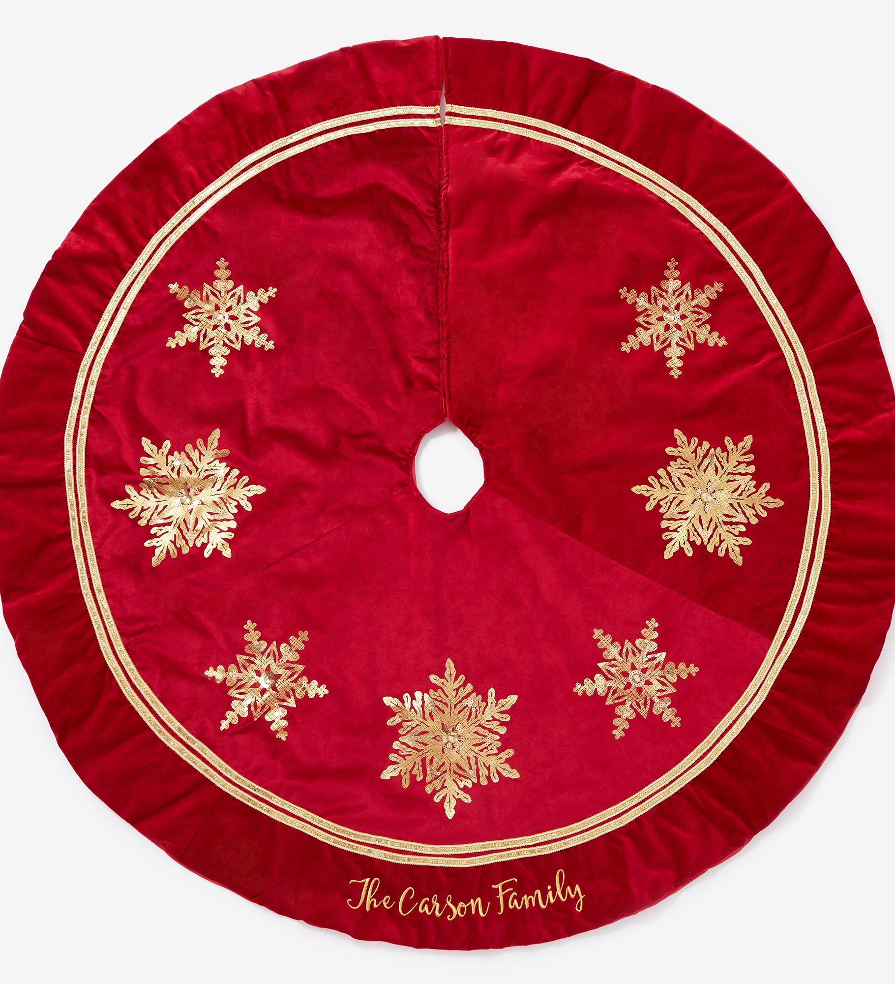 Glistening Snowflake Personalized Christmas Tree Skirt 