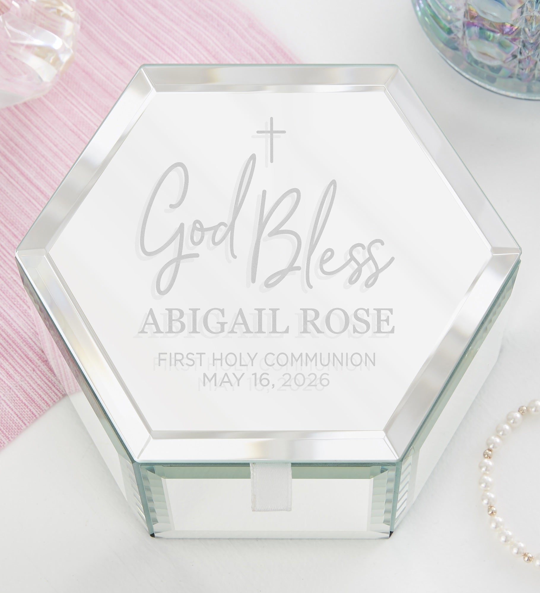 God Bless Personalized Mirrored Jewelry Box