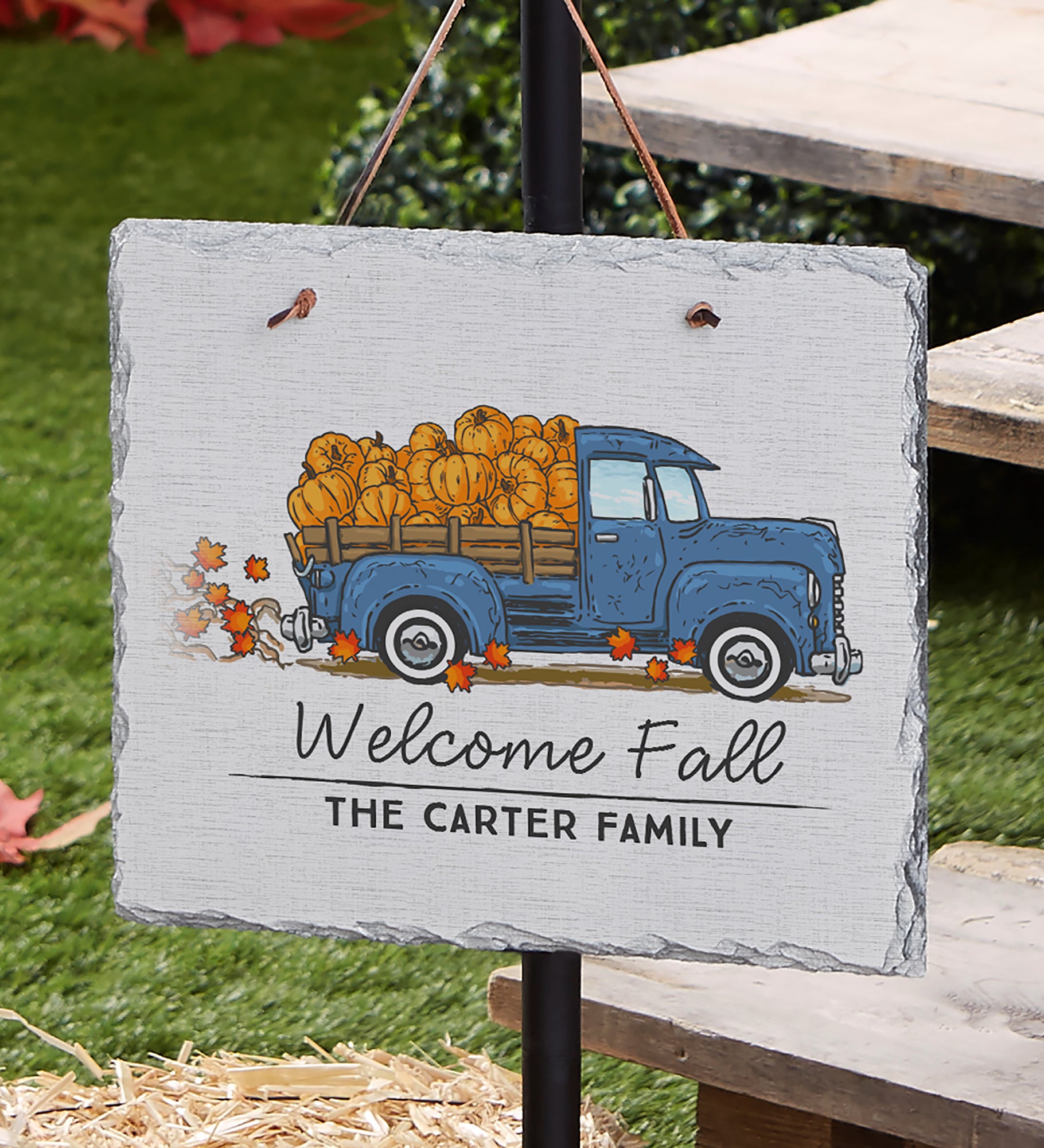 Classic Fall Vintage Truck Personalized Slate Plaque