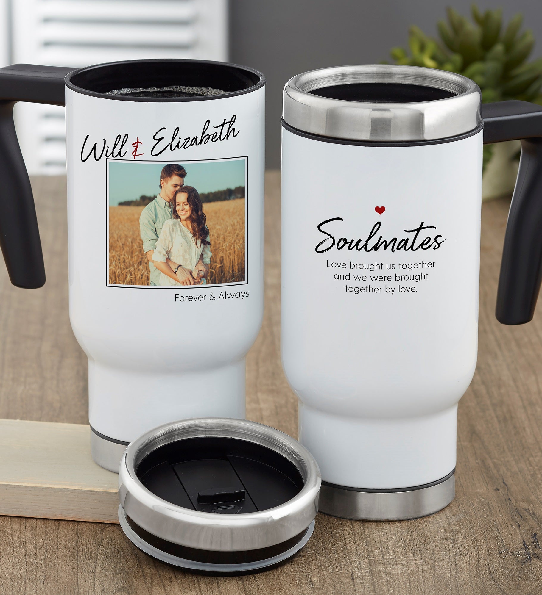 Soulmates Personalized 14 oz. Romantic Photo Commuter Travel Mug