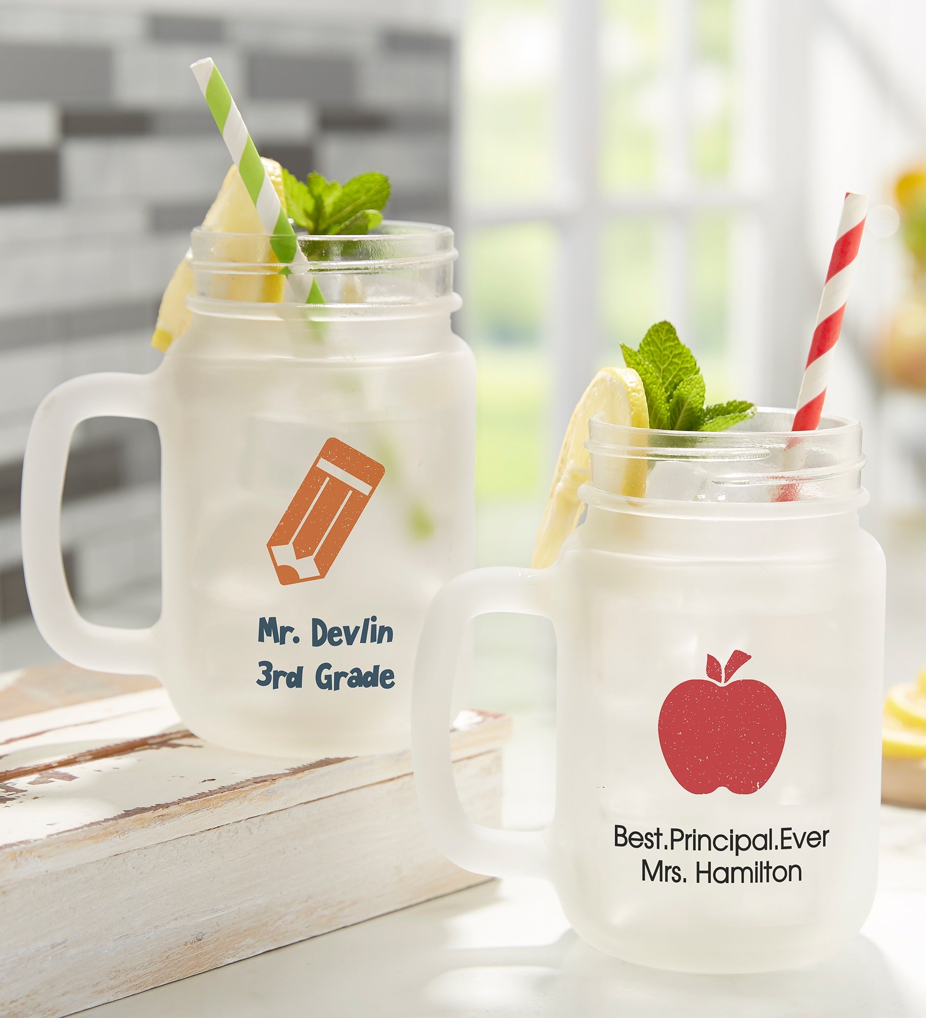 Choose Your Icon Personalized Teacher Frosted Mason Jar Glass