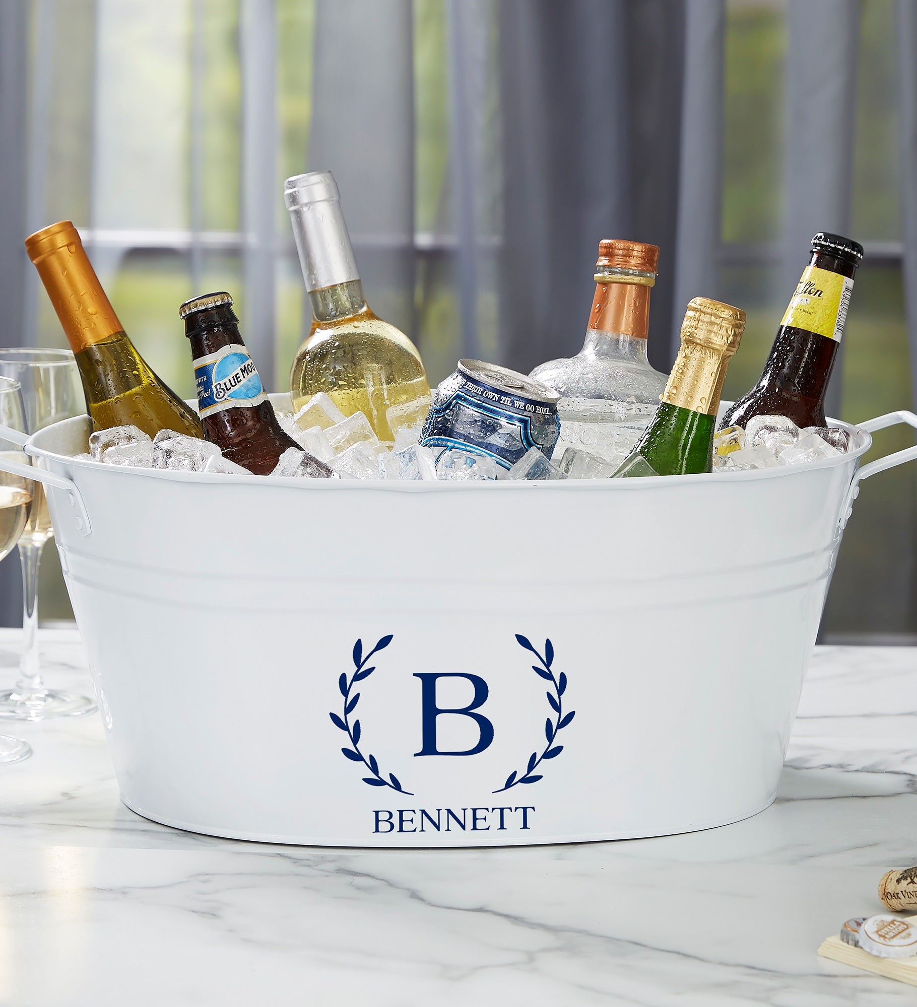 Laurel Initial Personalized Beverage Tub