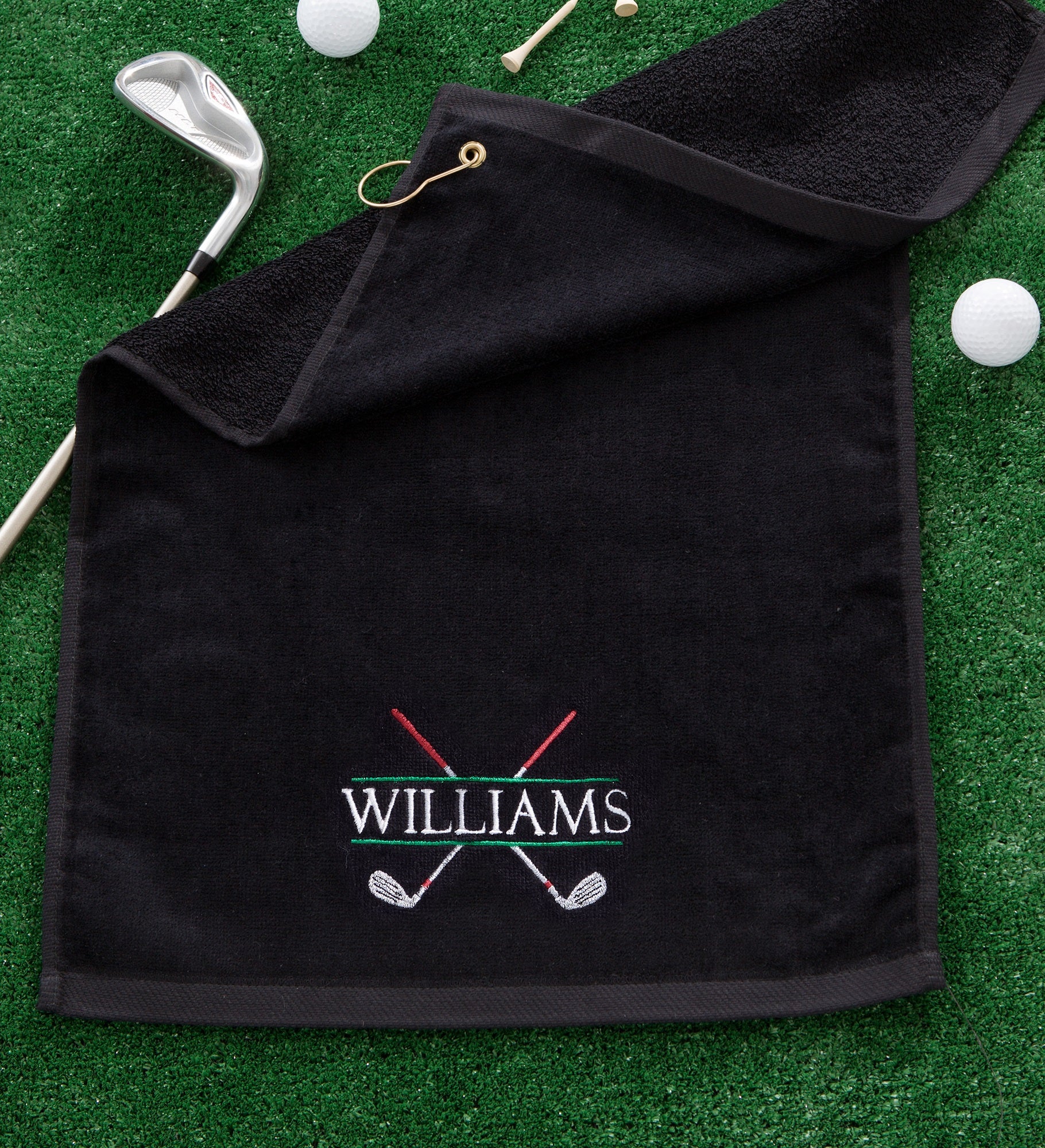 Crossed Clubs Embroidered Golf Towel