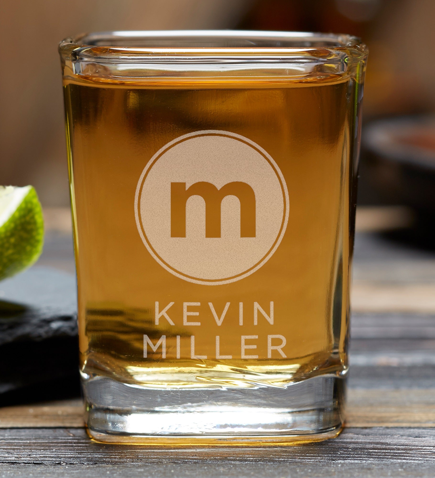 Modern Initials Engraved Shot Glass