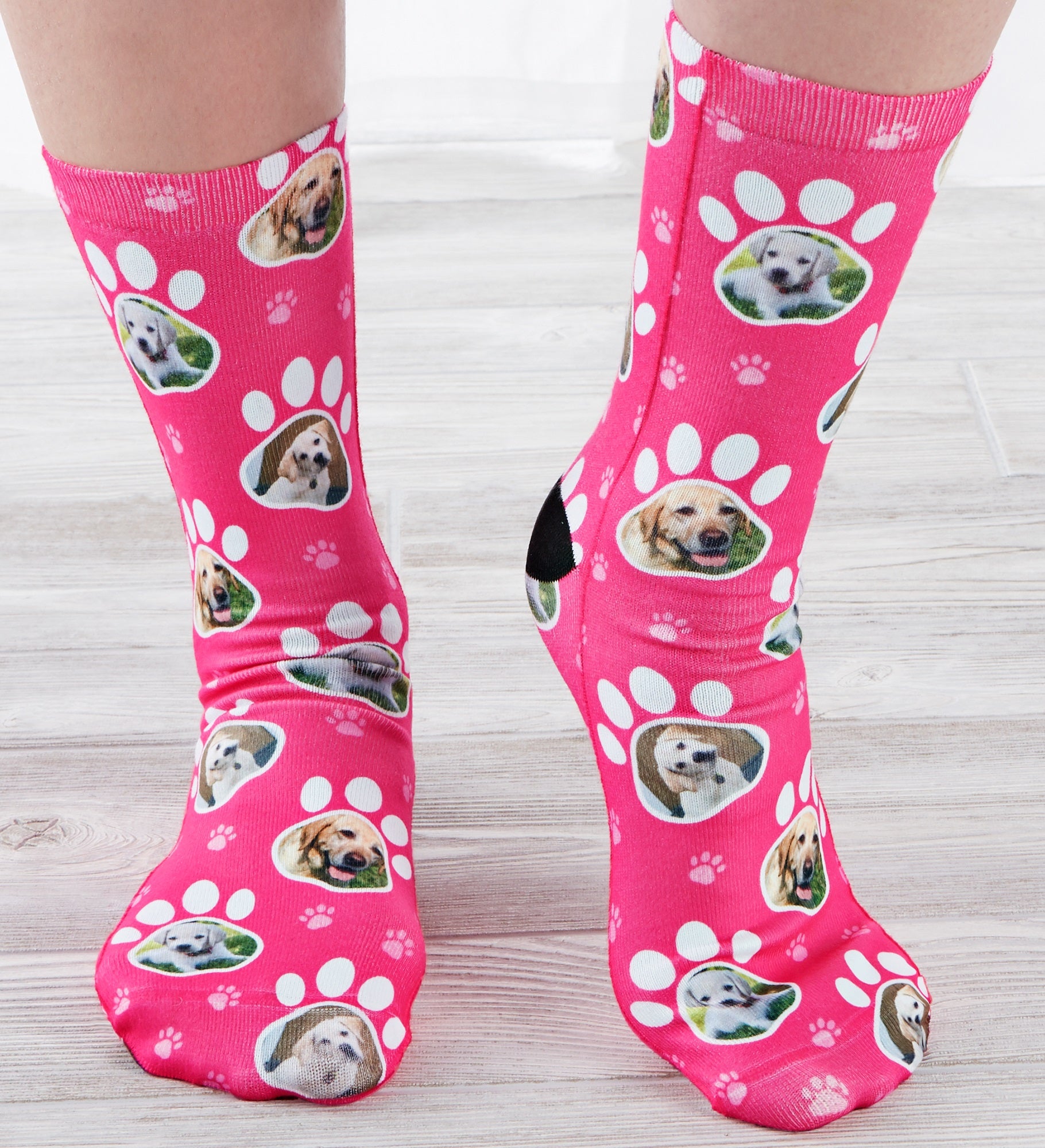 Paw Print Personalized Dog Photo Adult Socks