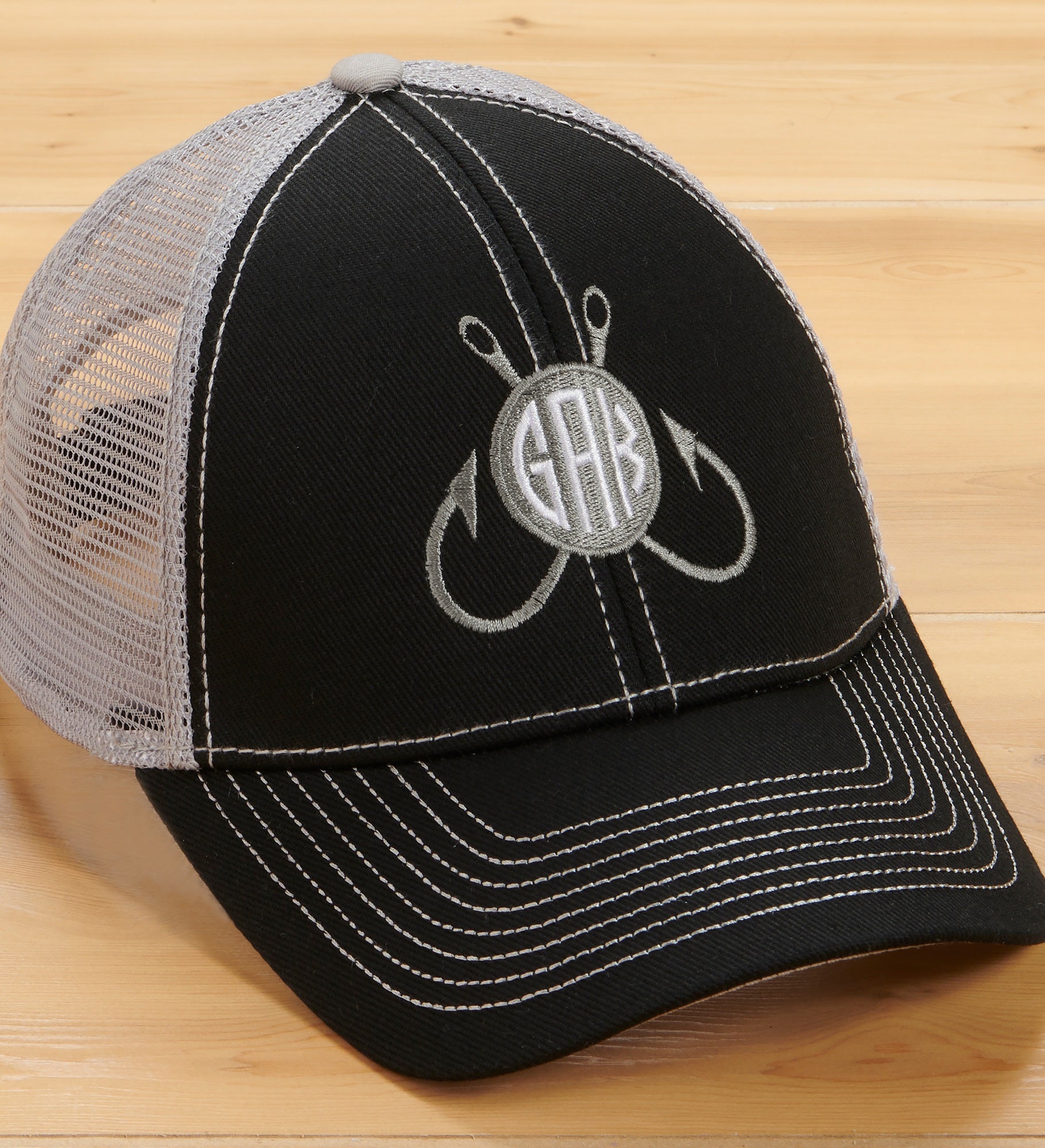 Fishing Monogram Embroidered Trucker Hats