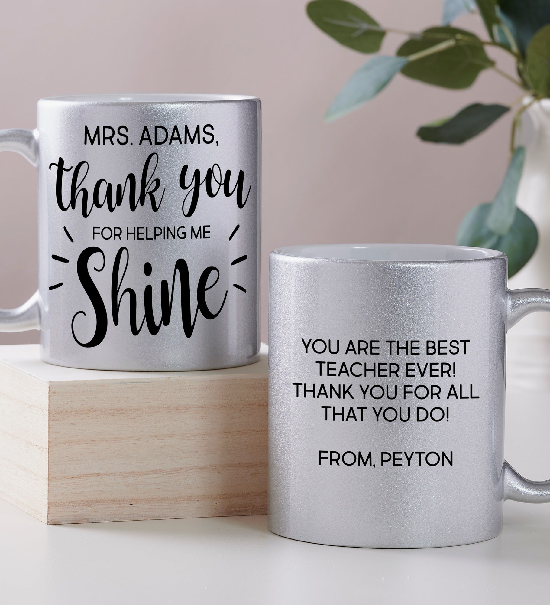 Thank You For Helping Me Shine Personalized Glitter Coffee Mug
