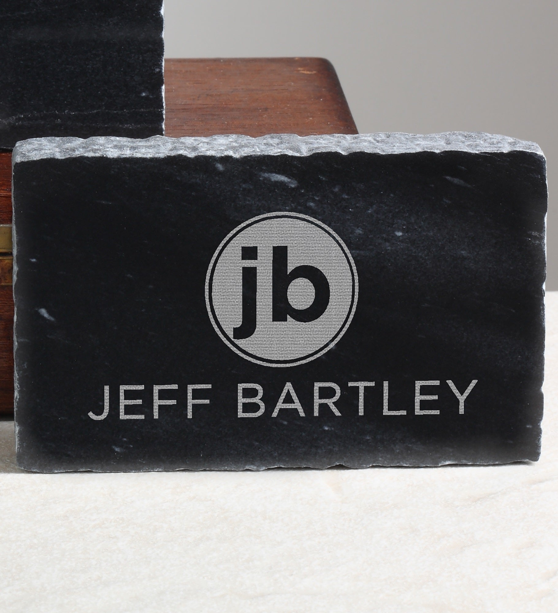 Modern Initials Engraved Marble Name Plate