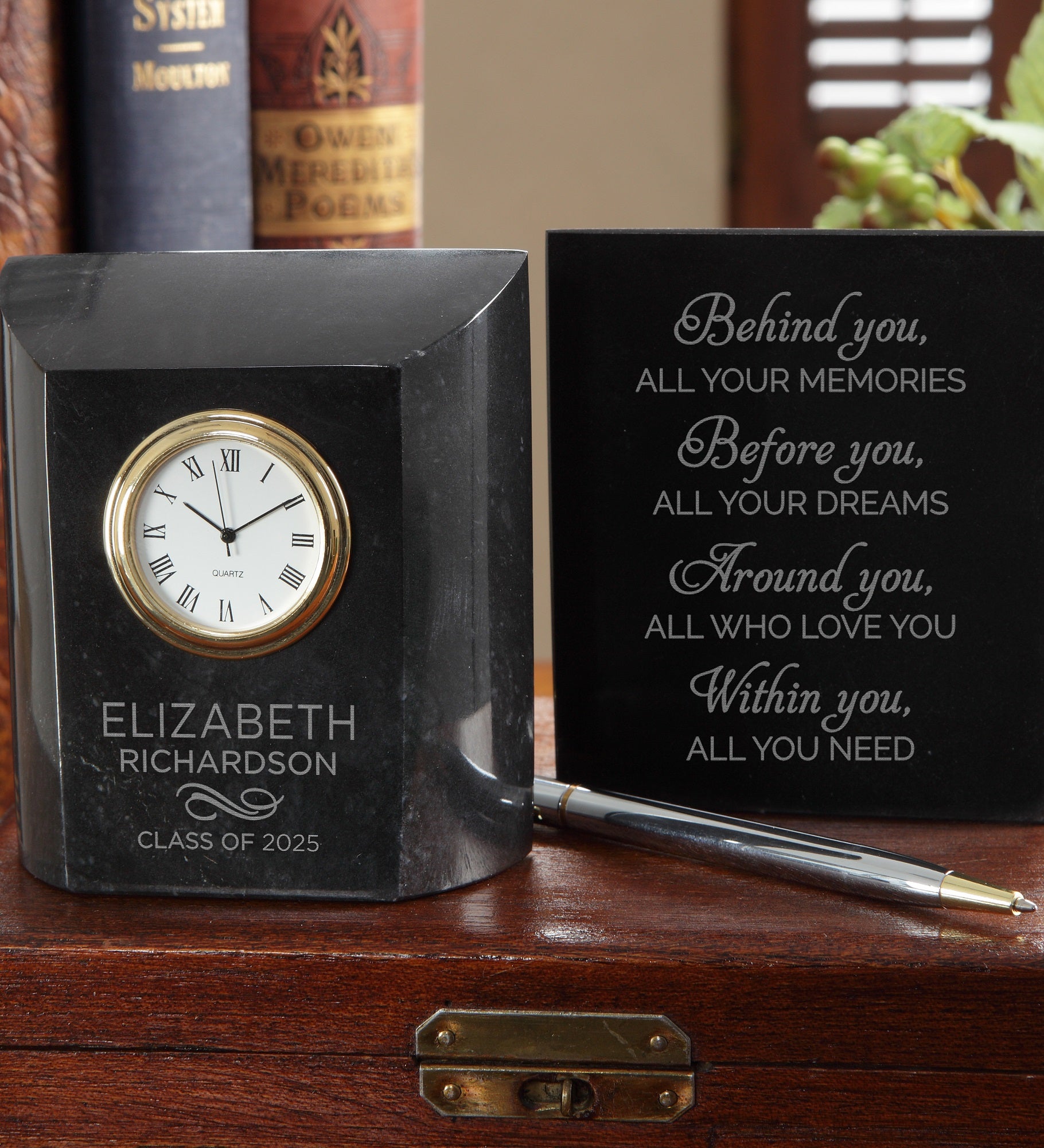 Behind You, Before You Personalized Graduation Marble Clock