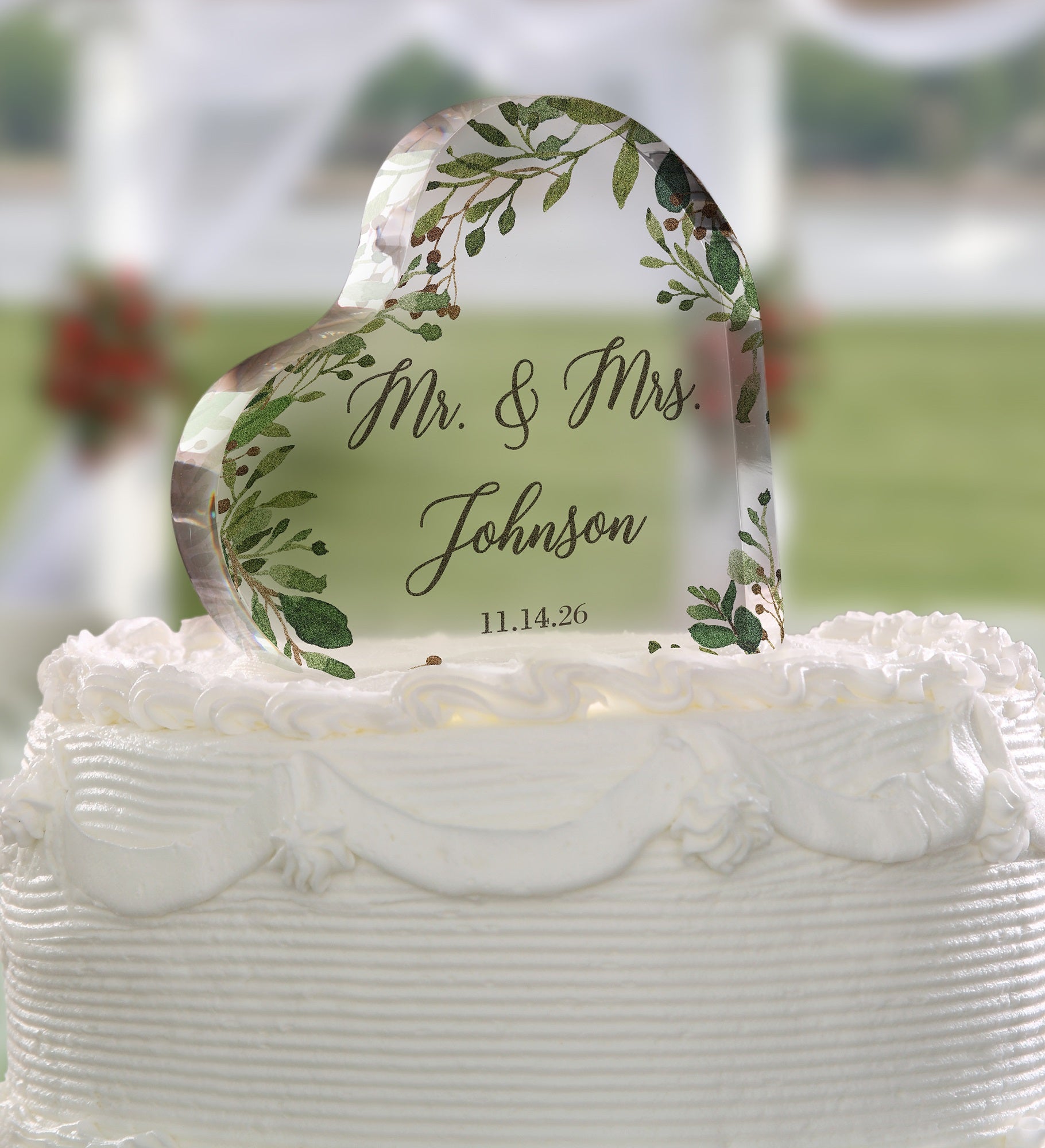 Laurels of Love Personalized Wedding Cake Topper