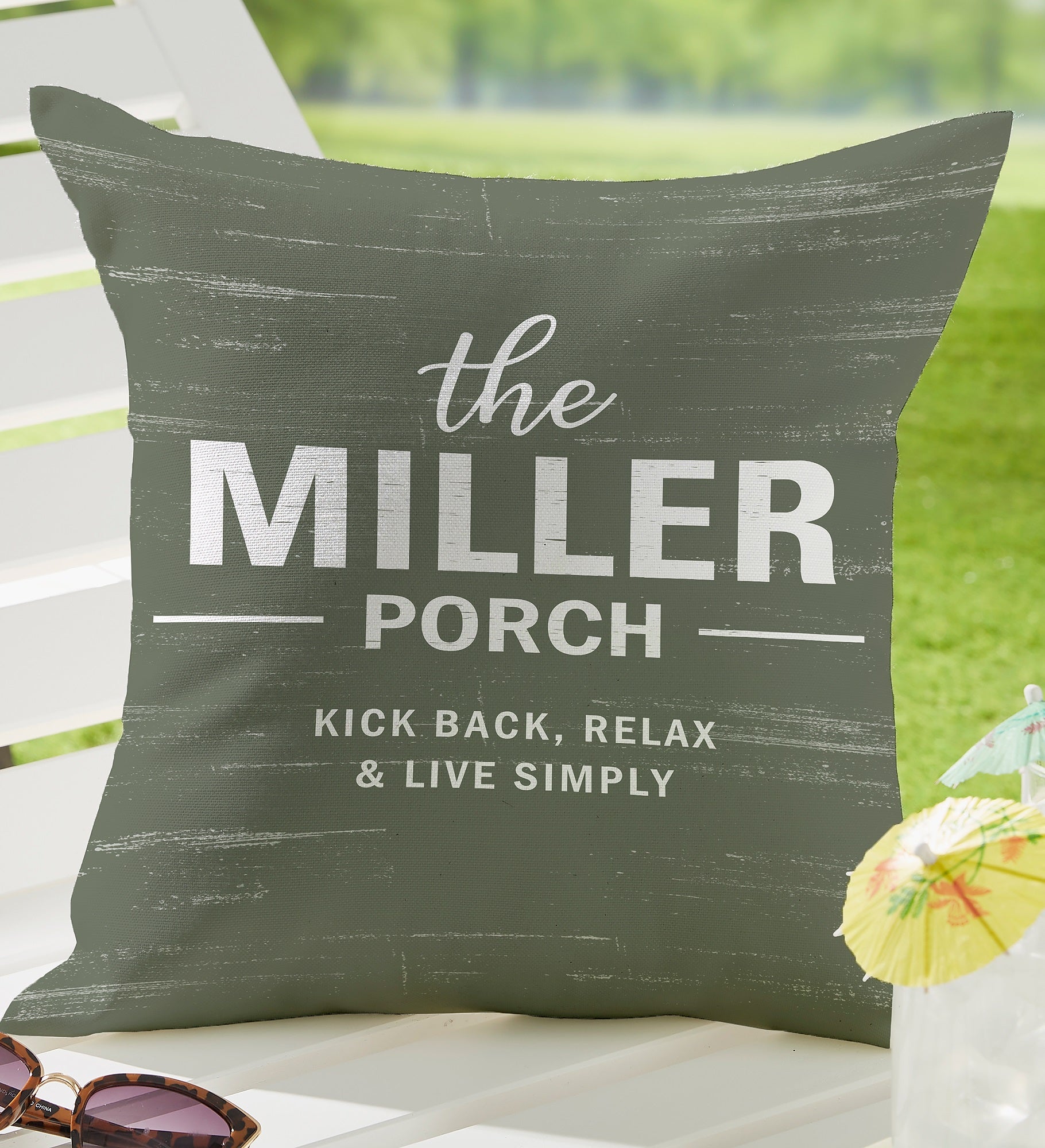 Farmhouse Family Personalized Outdoor Throw Pillow