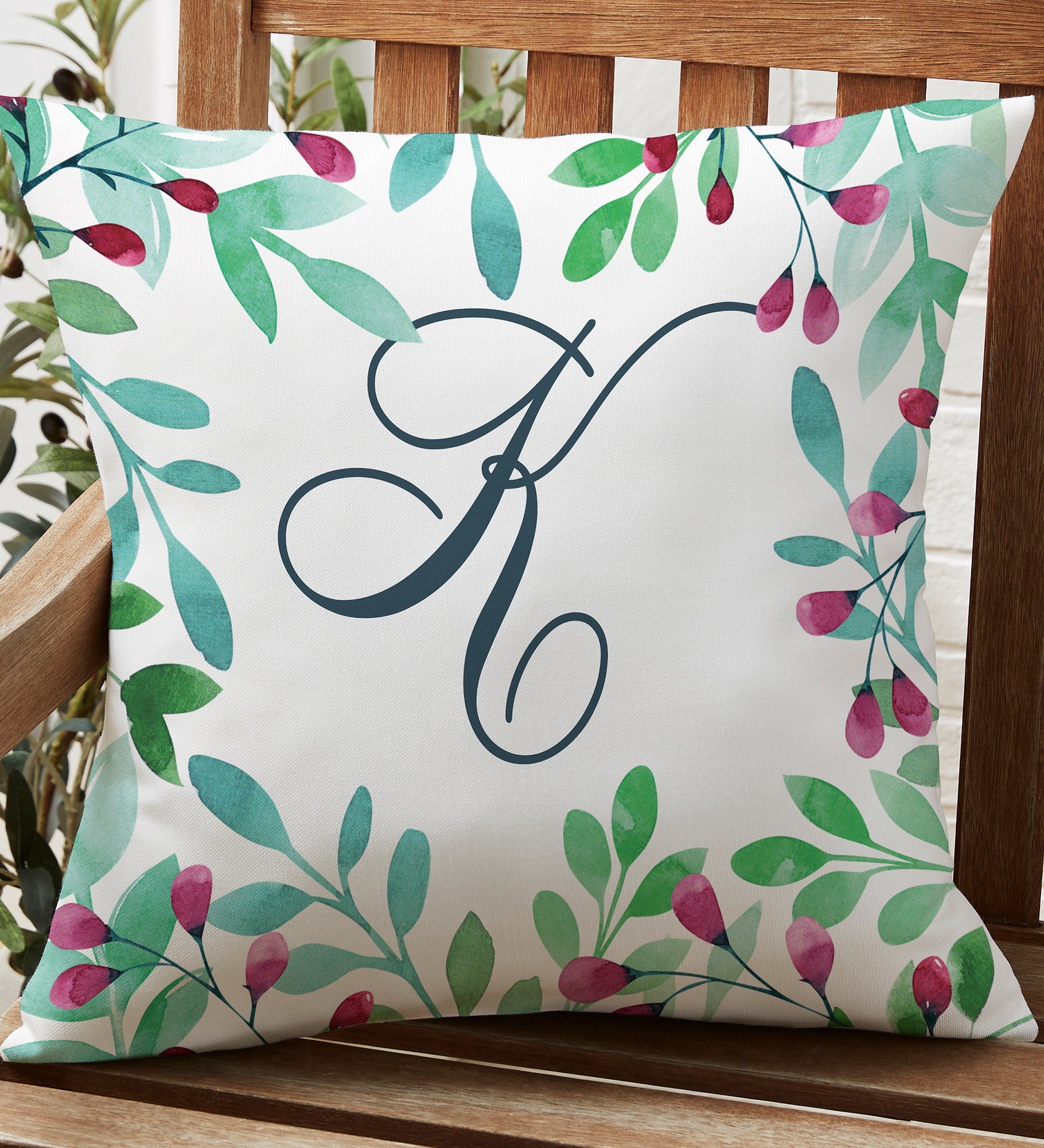 Spring Floral Personalized Outdoor Throw Pillow