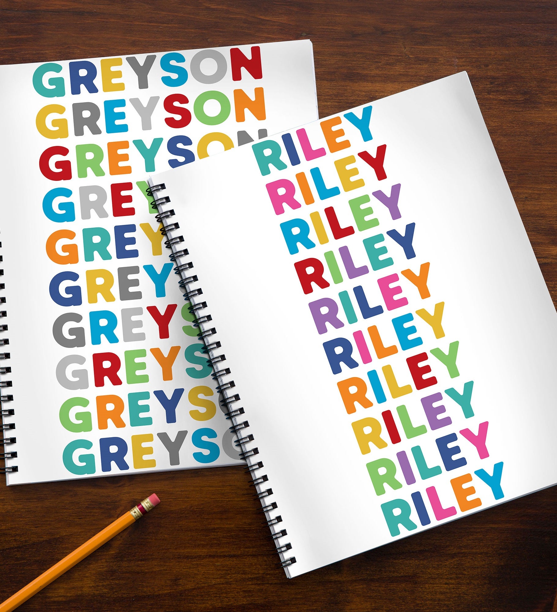 Vibrant Name Personalized Large Notebooks Set of 2