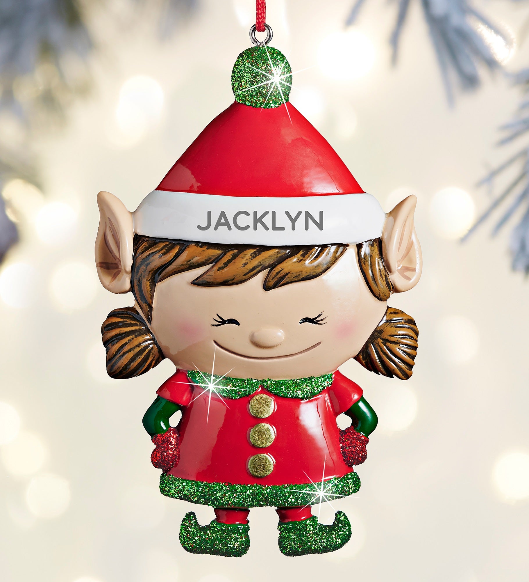 Girl Christmas Elf,[object Object], Personalized Ornament