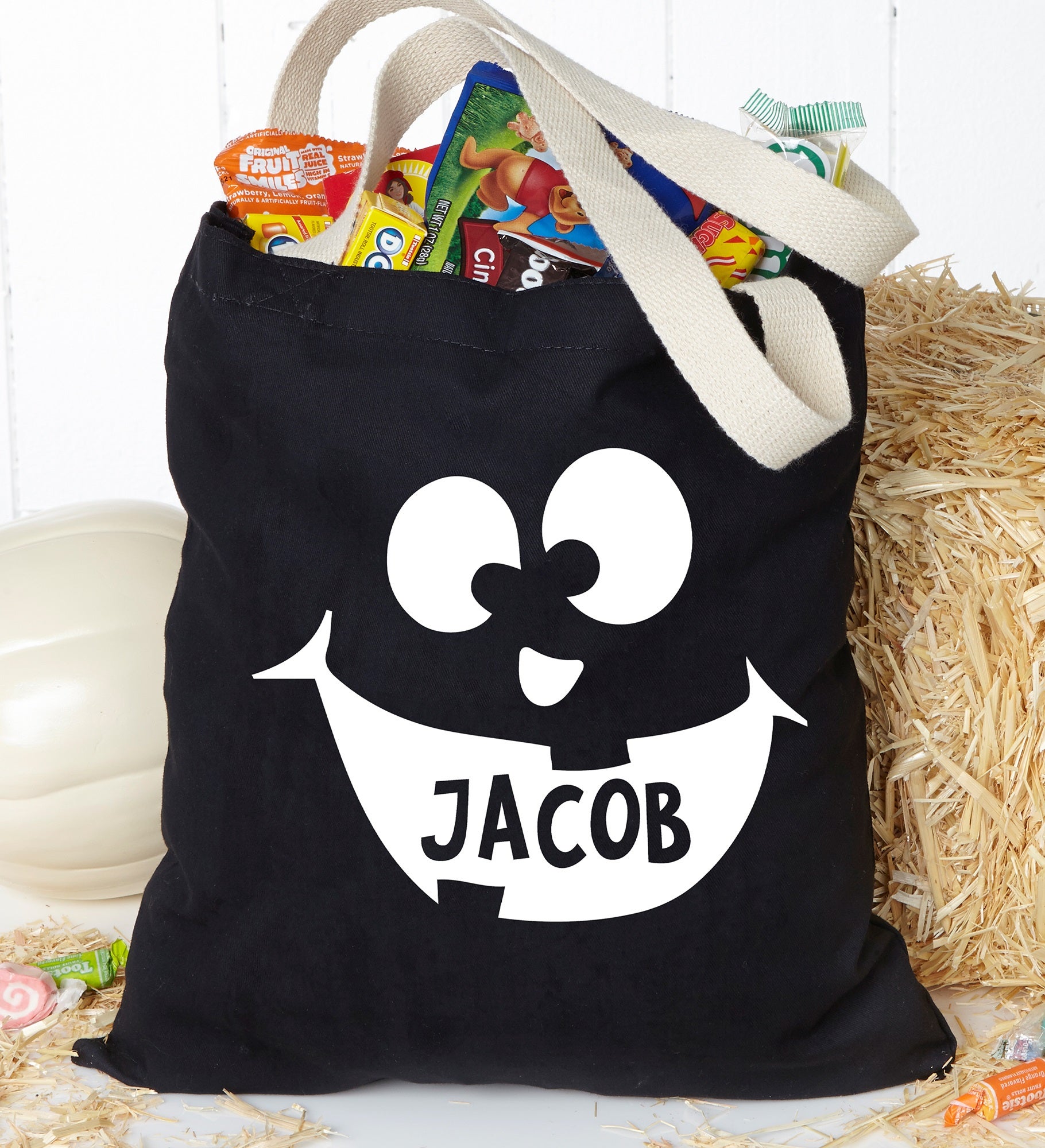 Glow In The Dark Jack o' Lantern Personalized Halloween Treat Bag