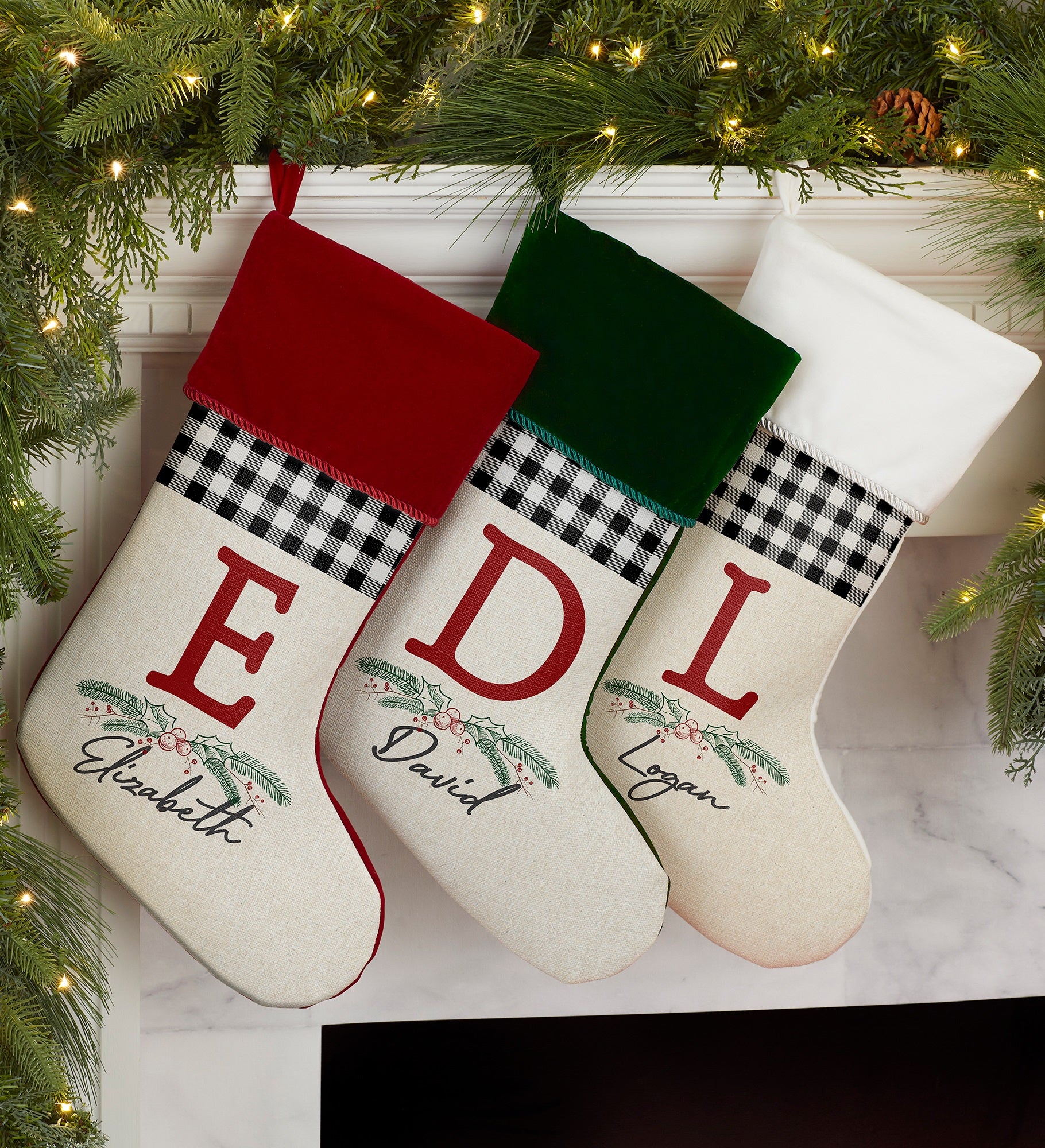 Festive Foliage Personalized Christmas Stockings