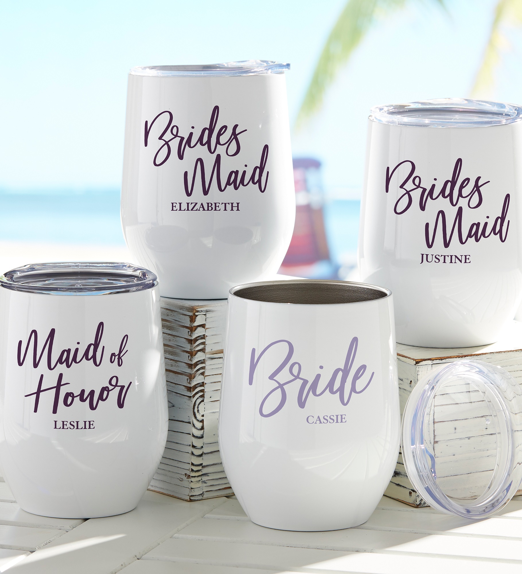 Classic Elegance Bridesmaid Personalized Stainless Insulated Wine Cup 