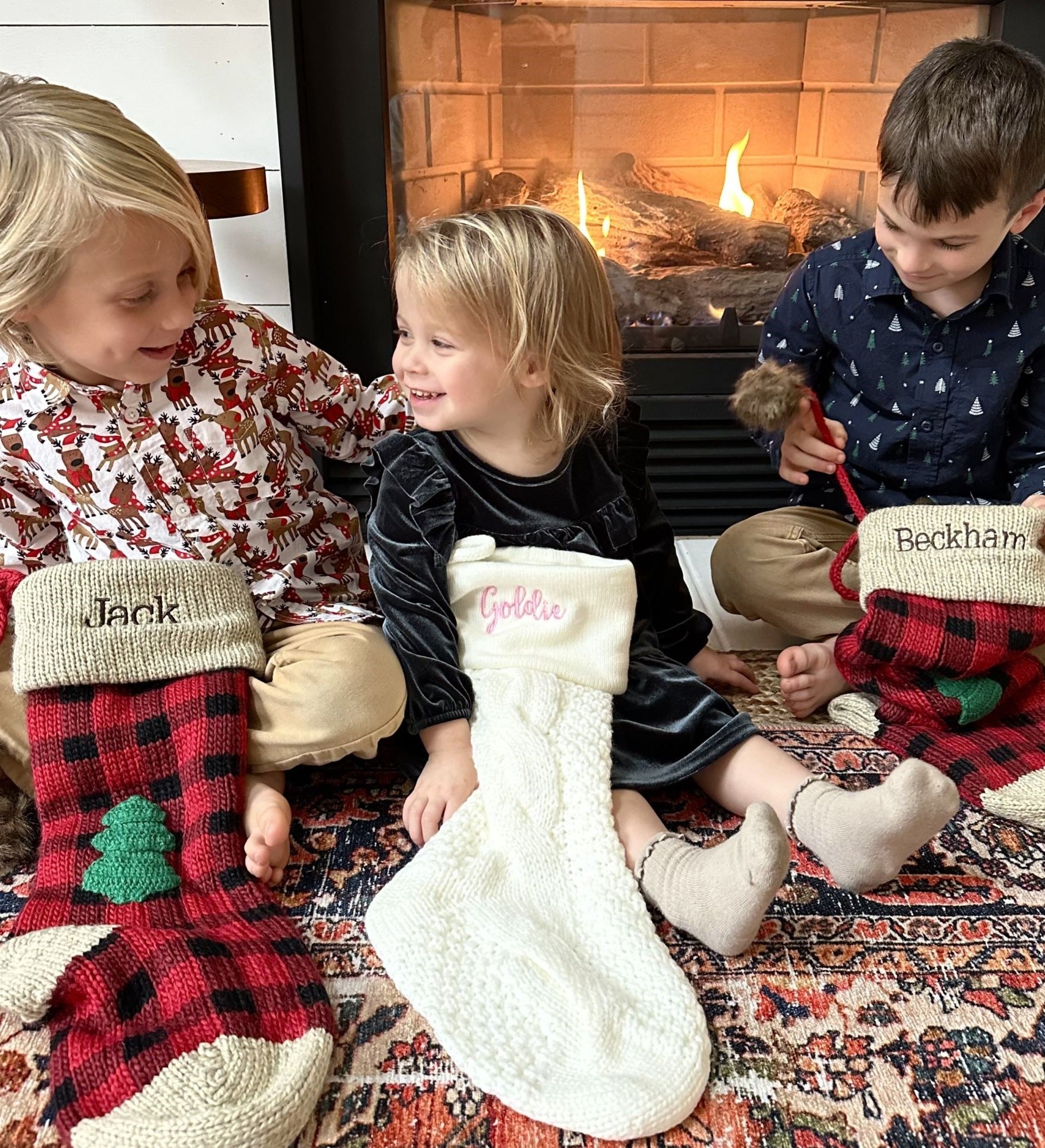 Buffalo Plaid Personalized Jumbo Knit Christmas Stocking