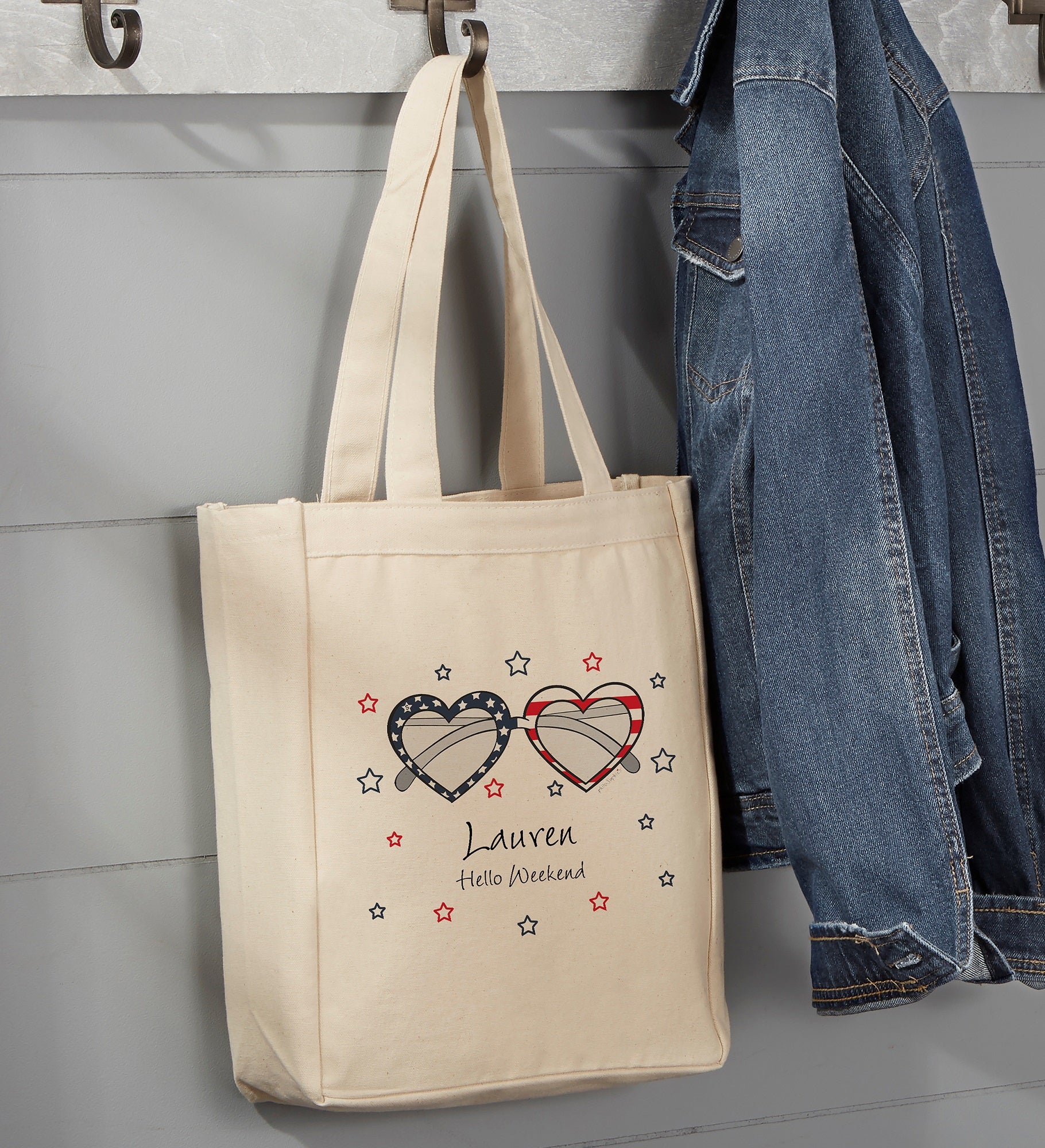 Patriotic Sunnies philo Sophie's® Personalized Beach Canvas Tote Bags