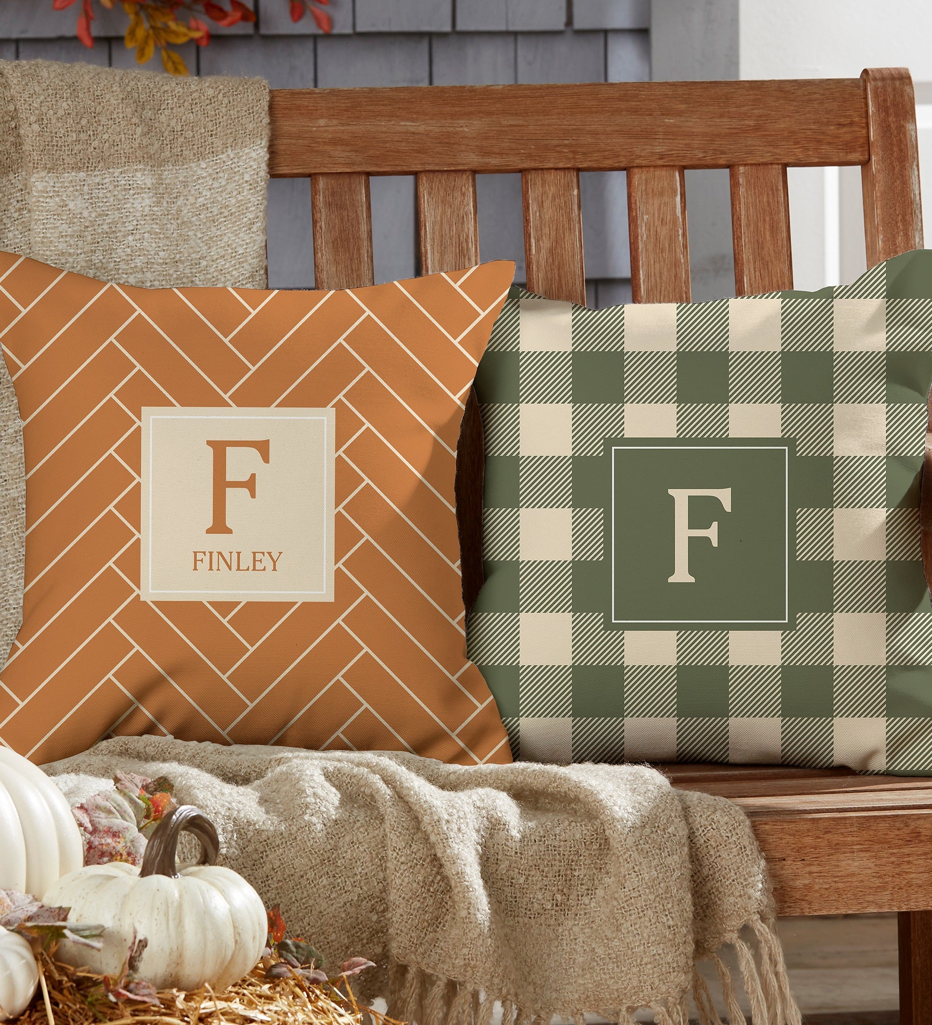 Fall Harvest Custom Pattern Personalized Outdoor Throw Pillow