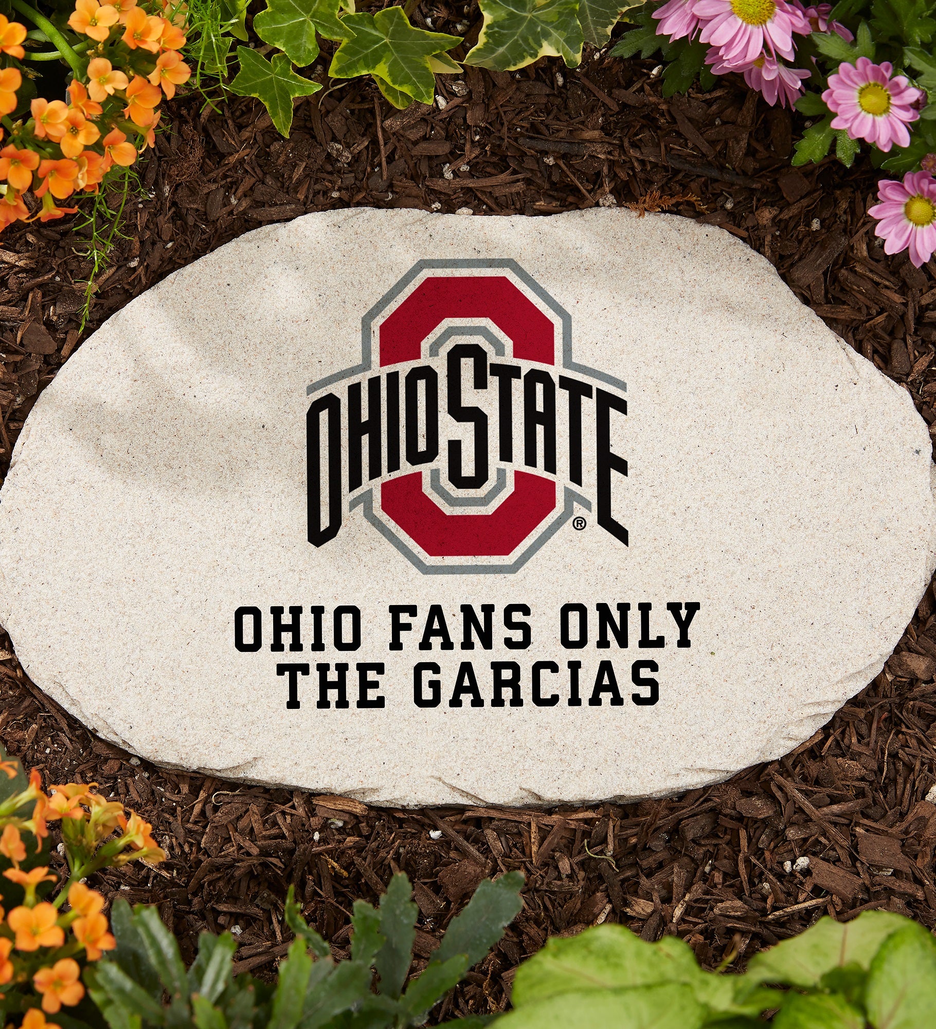 NCAA Ohio State Buckeyes Personalized Round Garden Stone