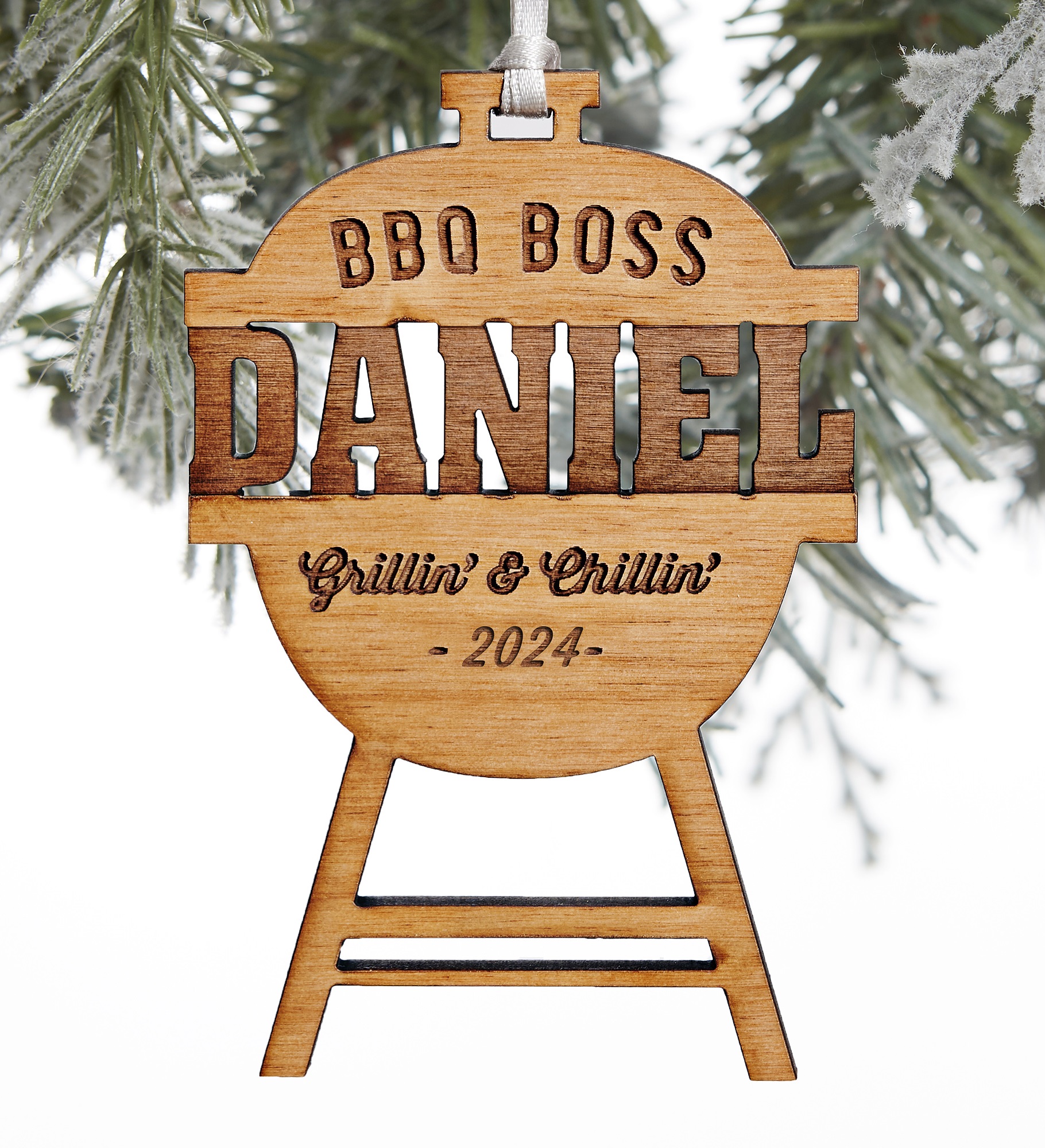 BBQ Boss Grill Engraved Wood Ornament