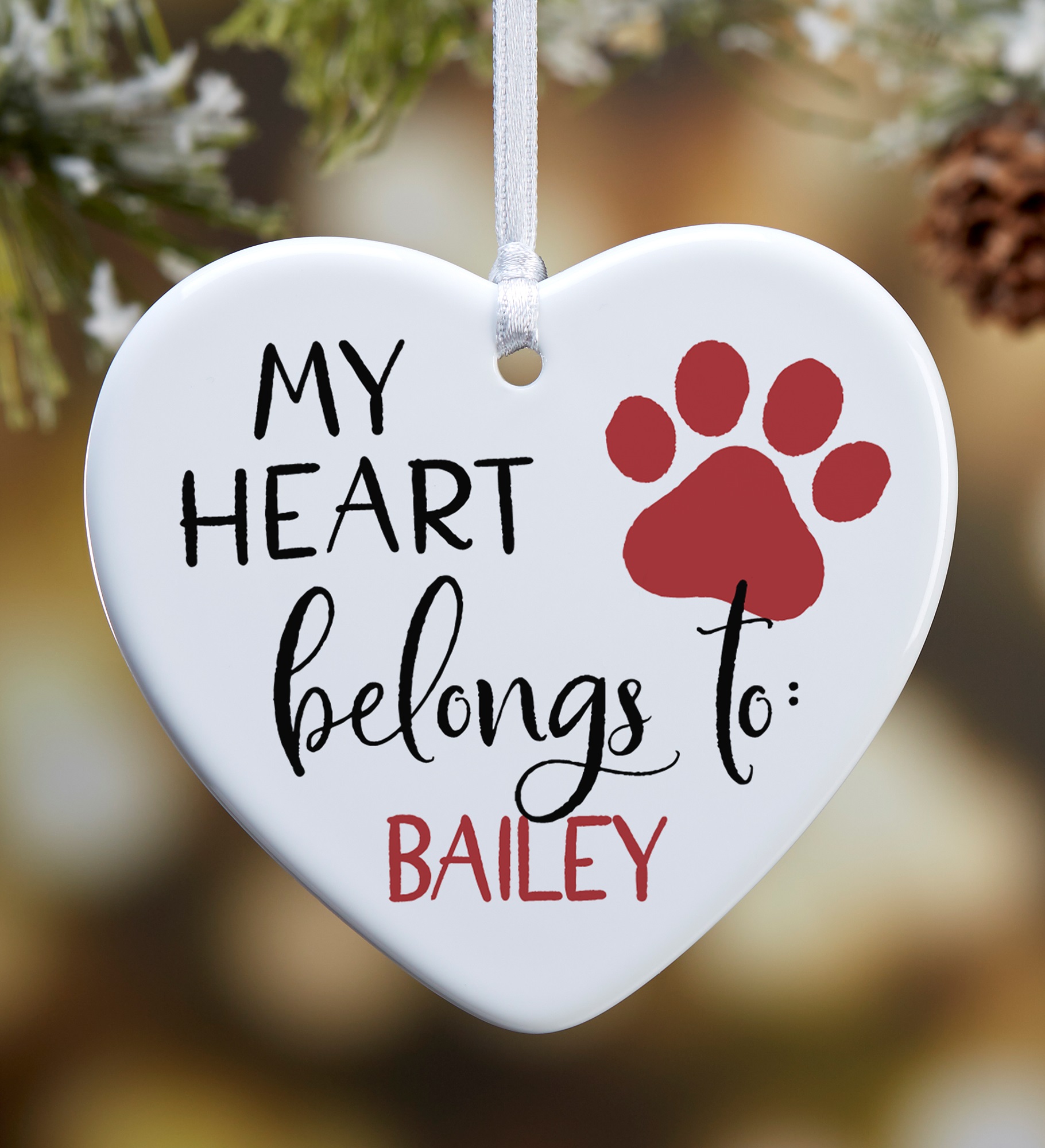 My Heart Belongs To Personalized Pet Heart Ornament