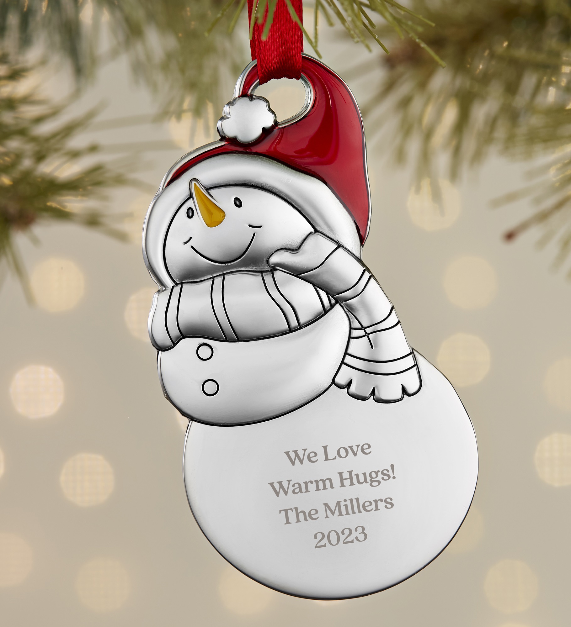 Write Your Own Personalized Snowman Metal Ornament