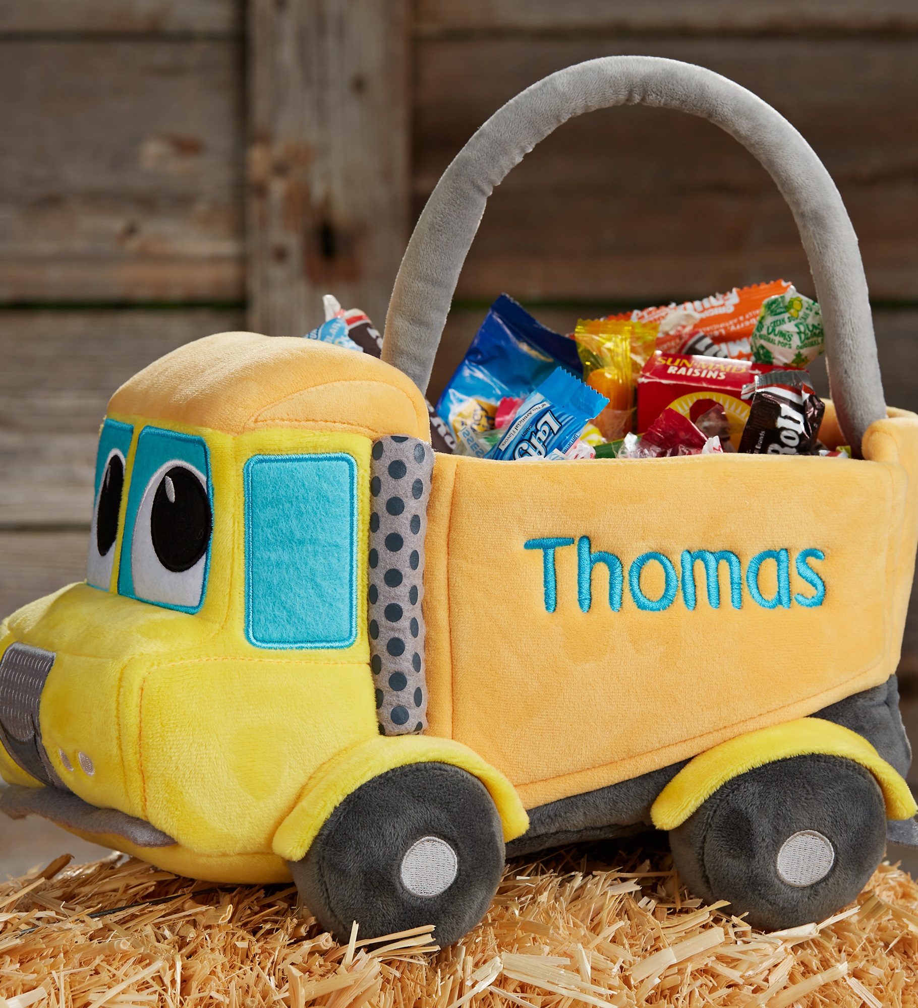 Construction Truck Embroidered Plush Halloween Treat Bag