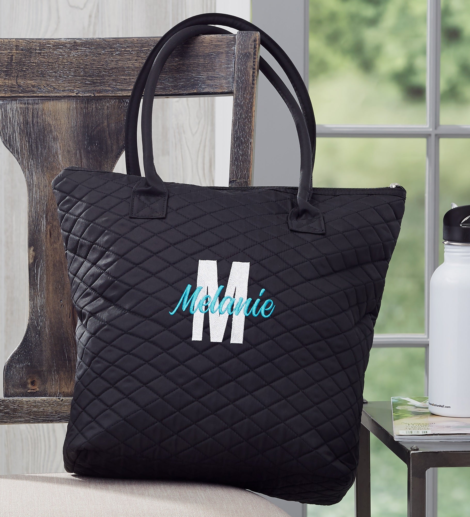 Floral Wreath Embroidered Quilted Shoulder Bag