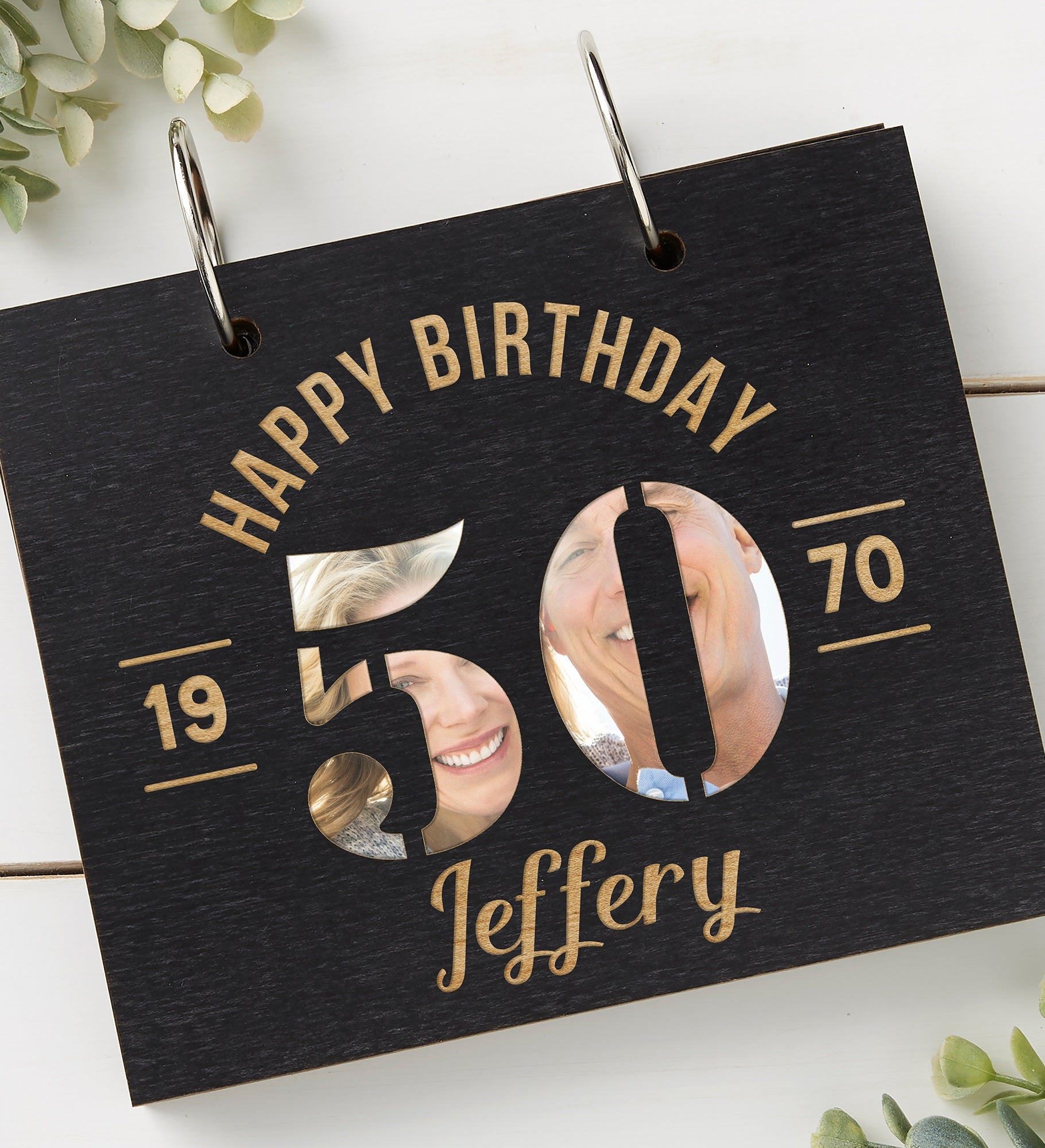 Modern Birthday Personalized Wood Photo Album 