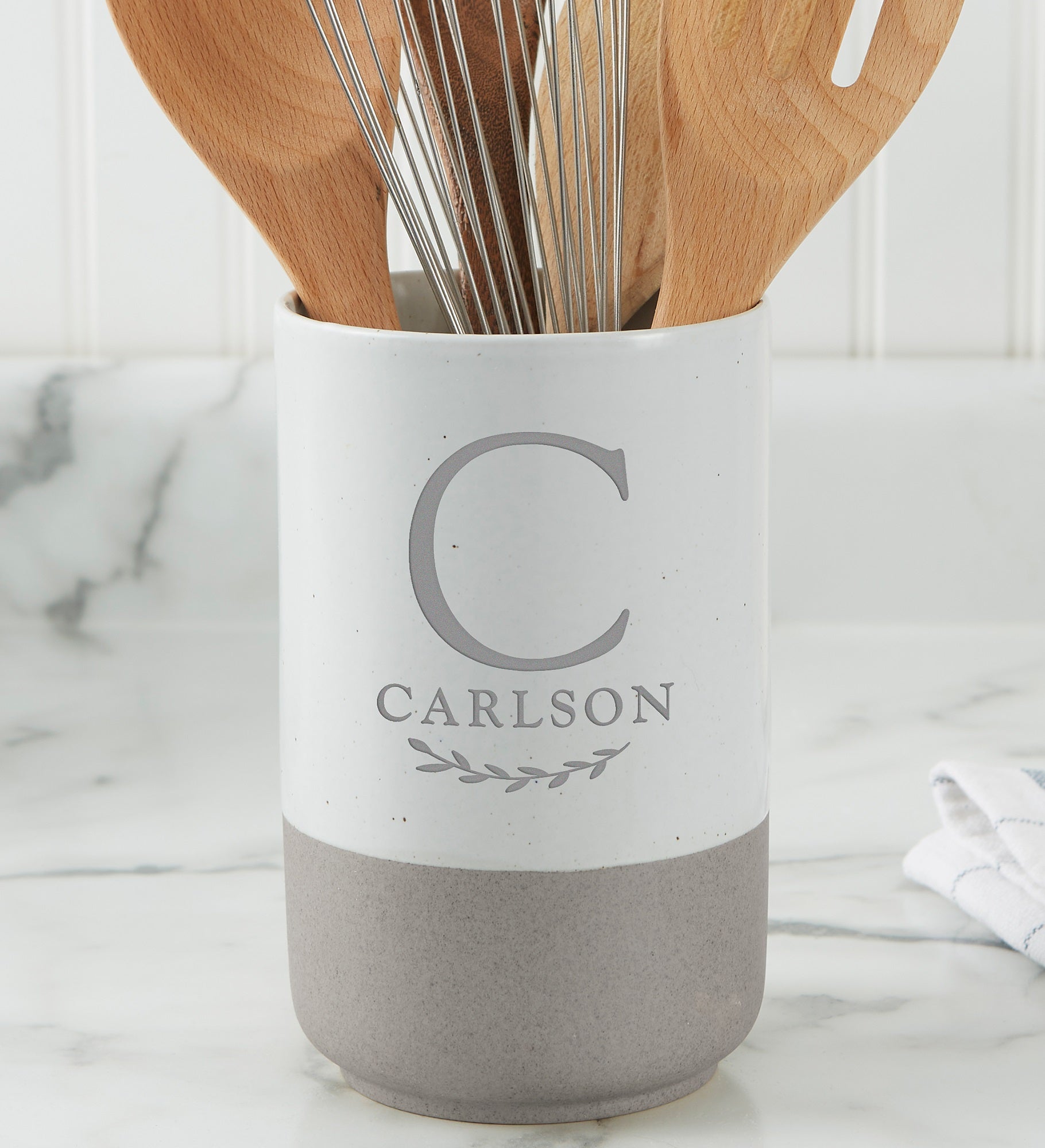 Family Laurel Personalized Monogram Utensil Holder