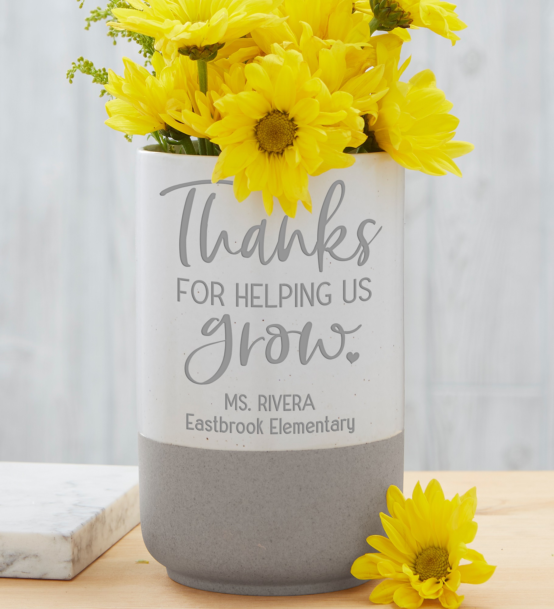 Thanks for Helping Me Grow Personalized Cement Vase