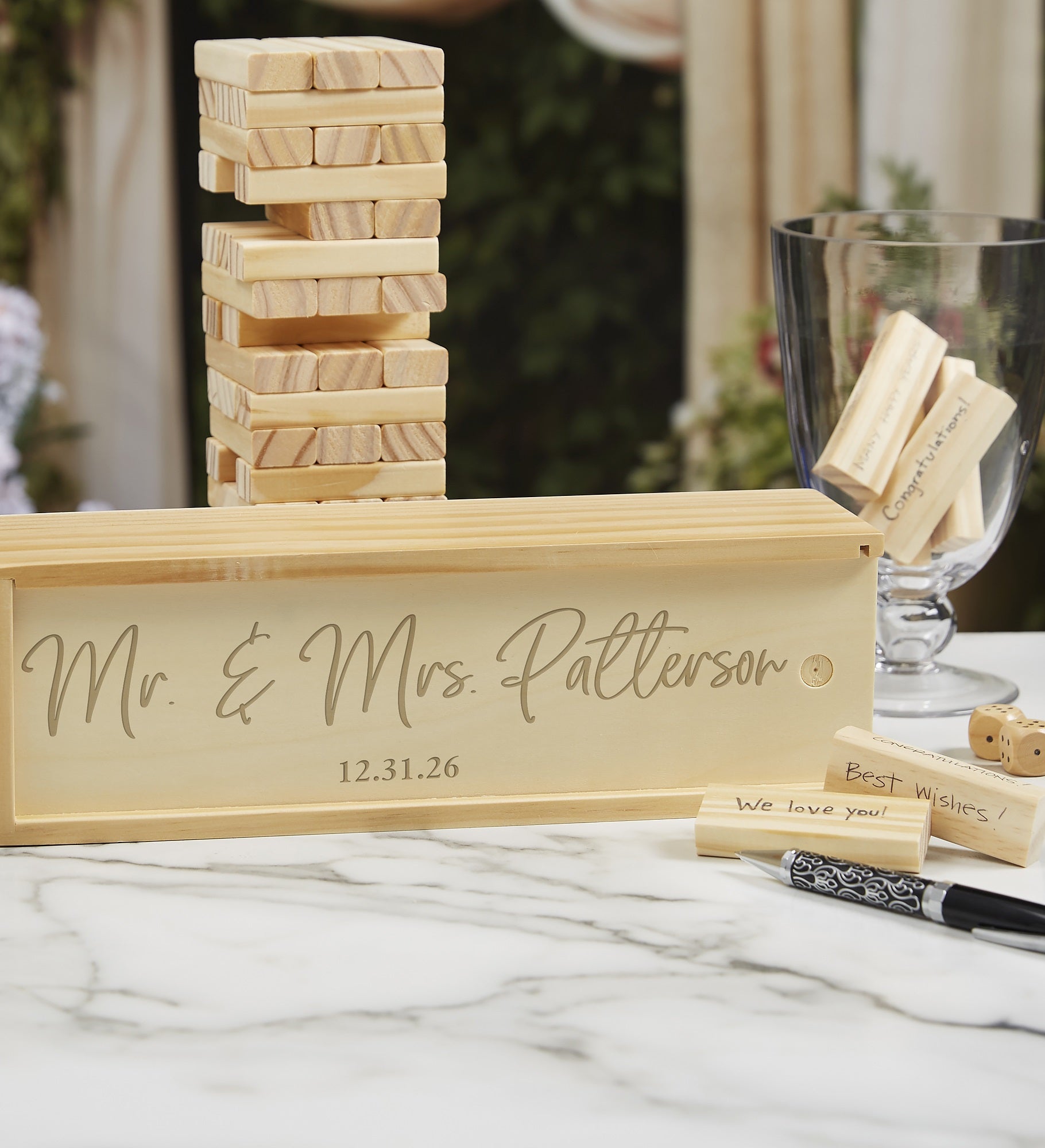 Classic Elegance Wedding Personalized Jumbling Tower