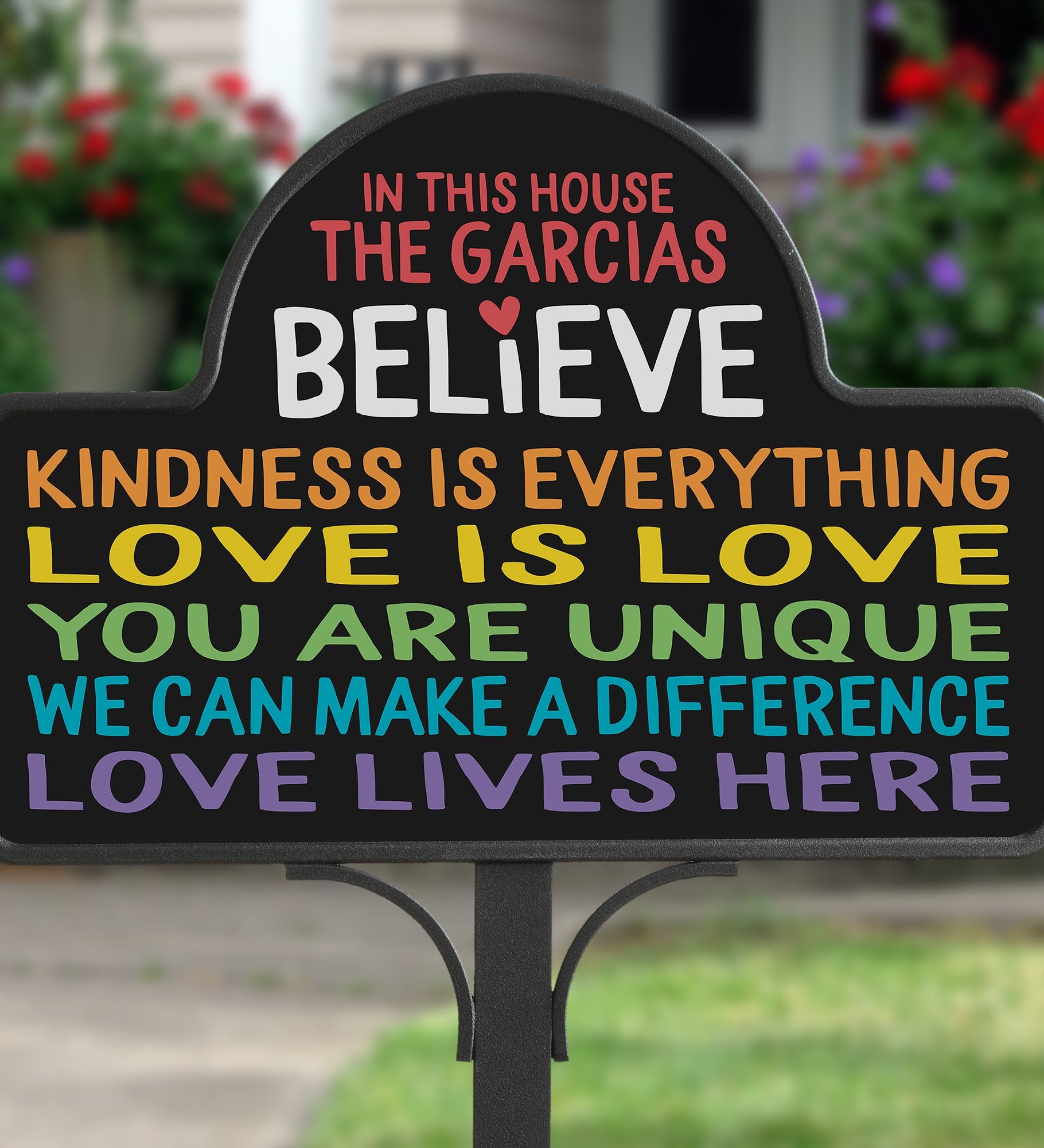 In This House We Believe Personalized Magnetic Garden Sign