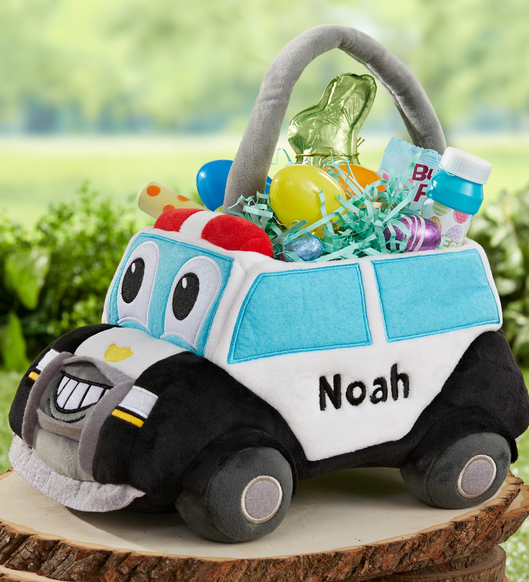 Police Car Embroidered Plush Easter Basket