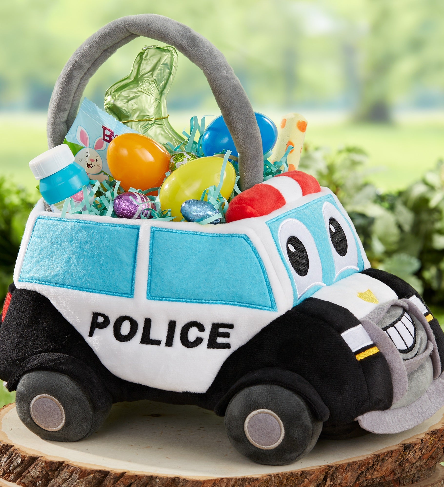Police Car Embroidered Plush Easter Basket