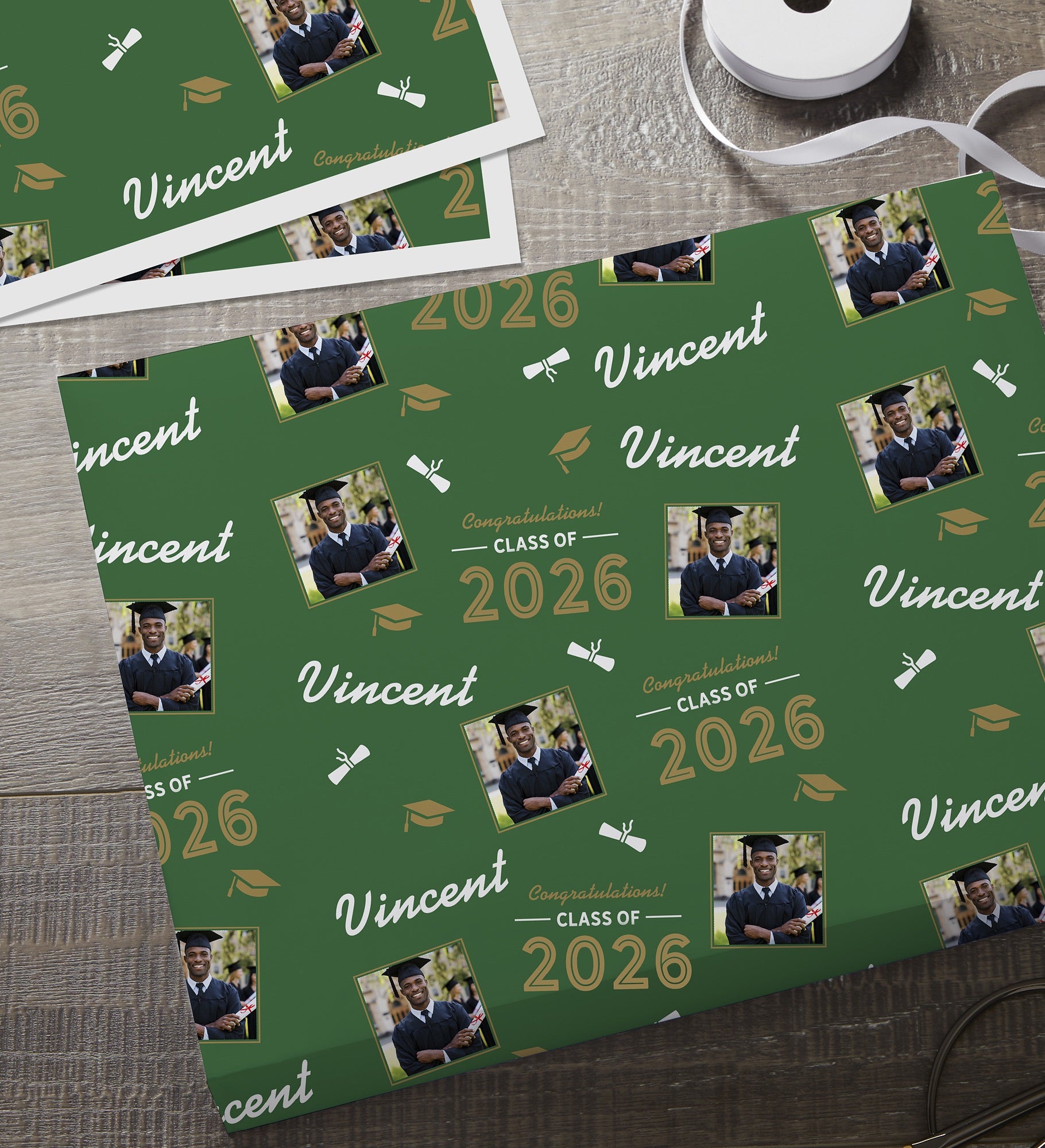 Graduating Class Of Personalized Photo Wrapping Paper