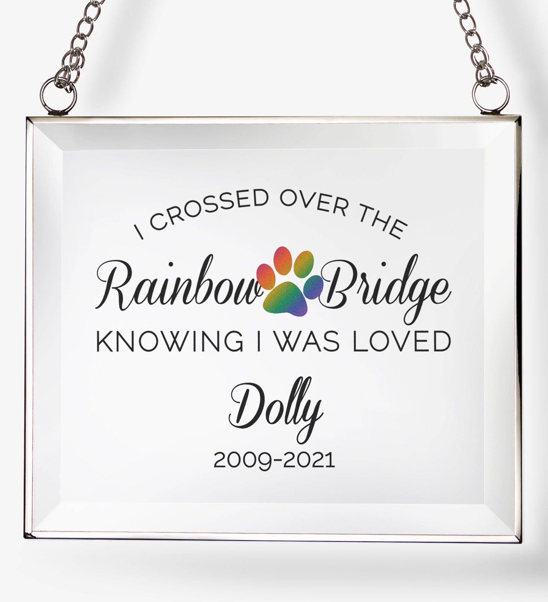 Rainbow Bridge Pet Memorial Personalized Glass Suncatcher