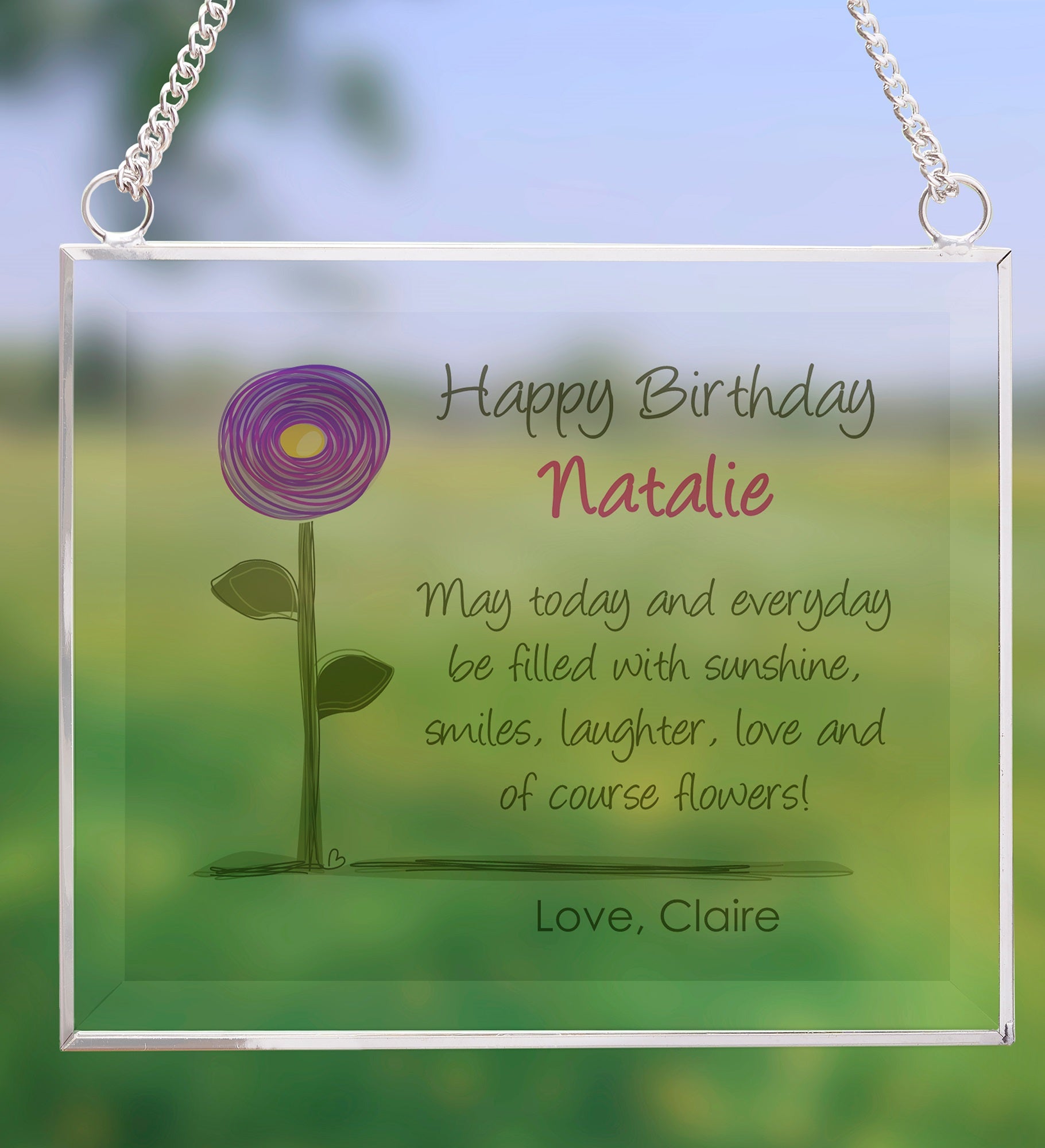 Birthday Blooms Personalized Glass Suncatcher