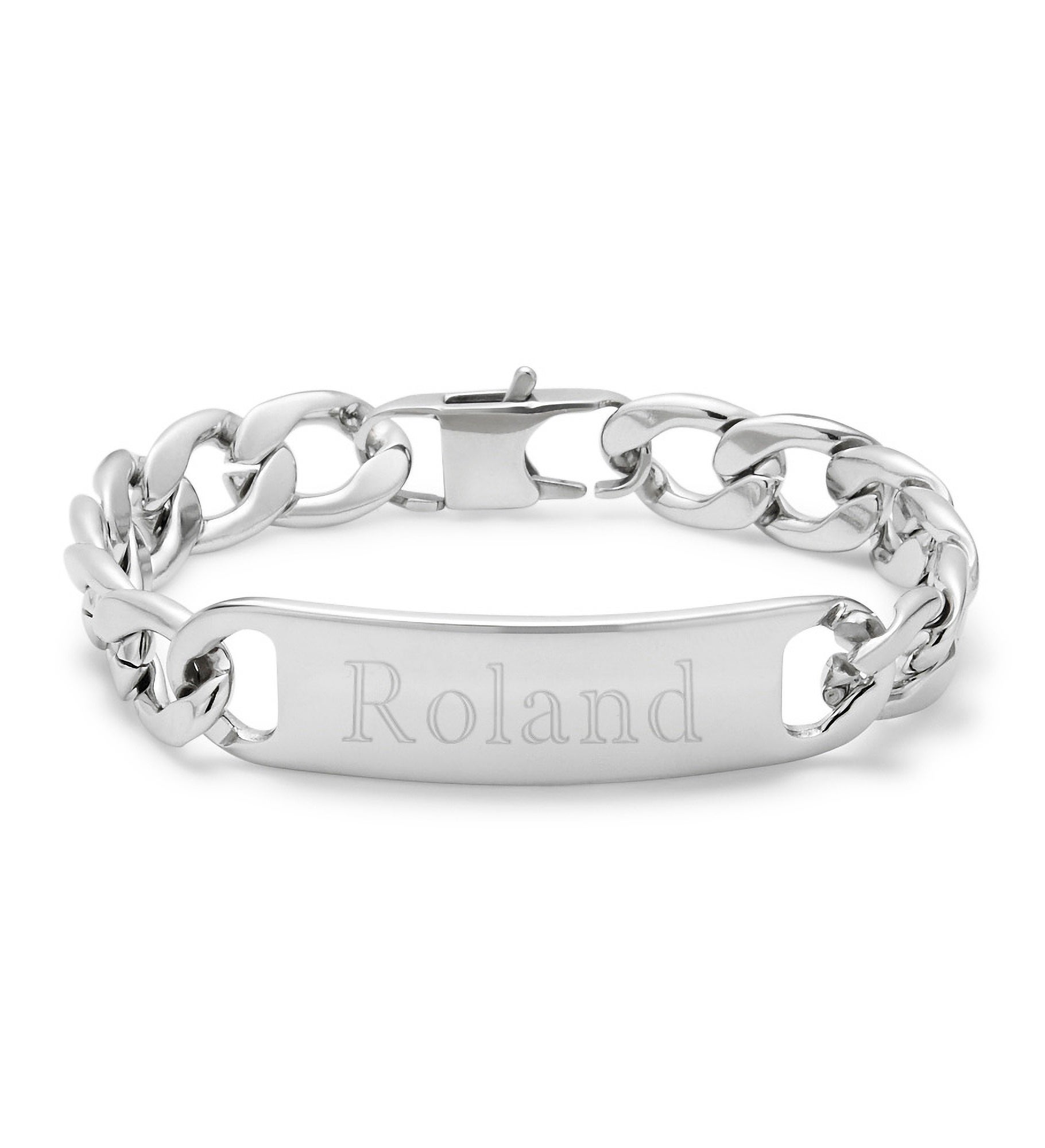 Engraved Men’s Stainless Steel Curb Link ID Bracelet