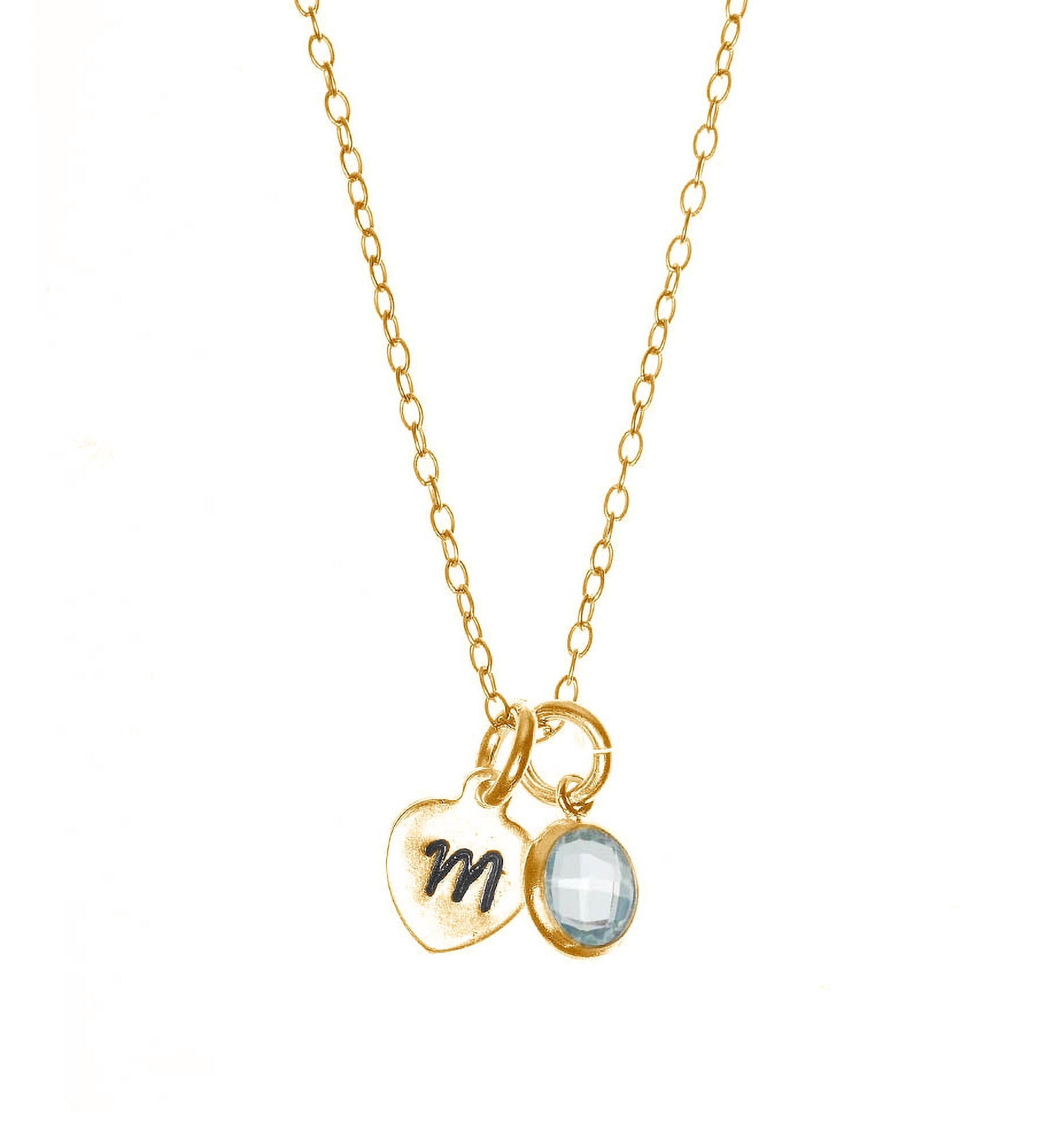 Hand Stamped Initial with Birthstone Custom Necklace