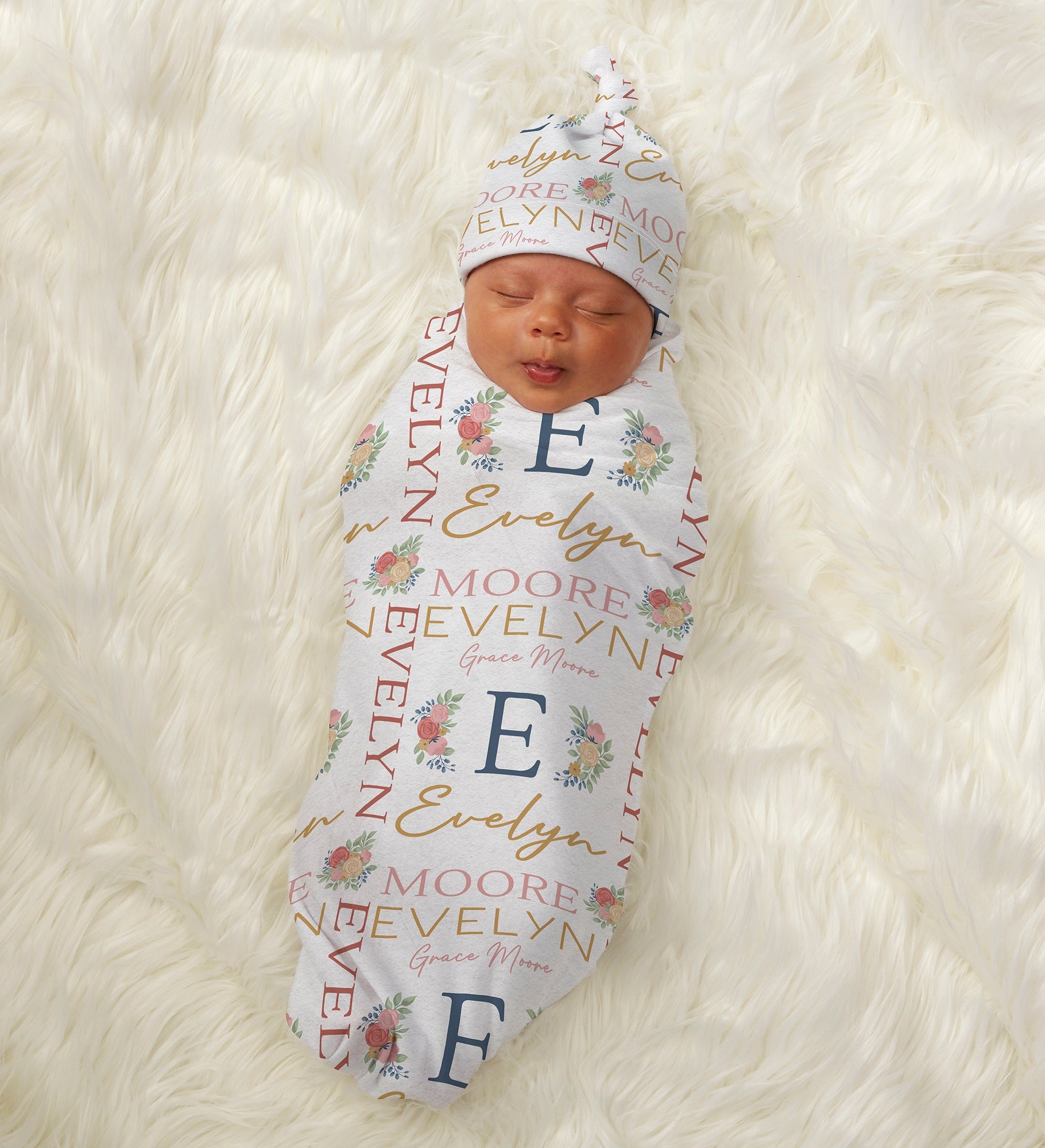 Blooming Baby Girl Personalized Receiving Blanket
