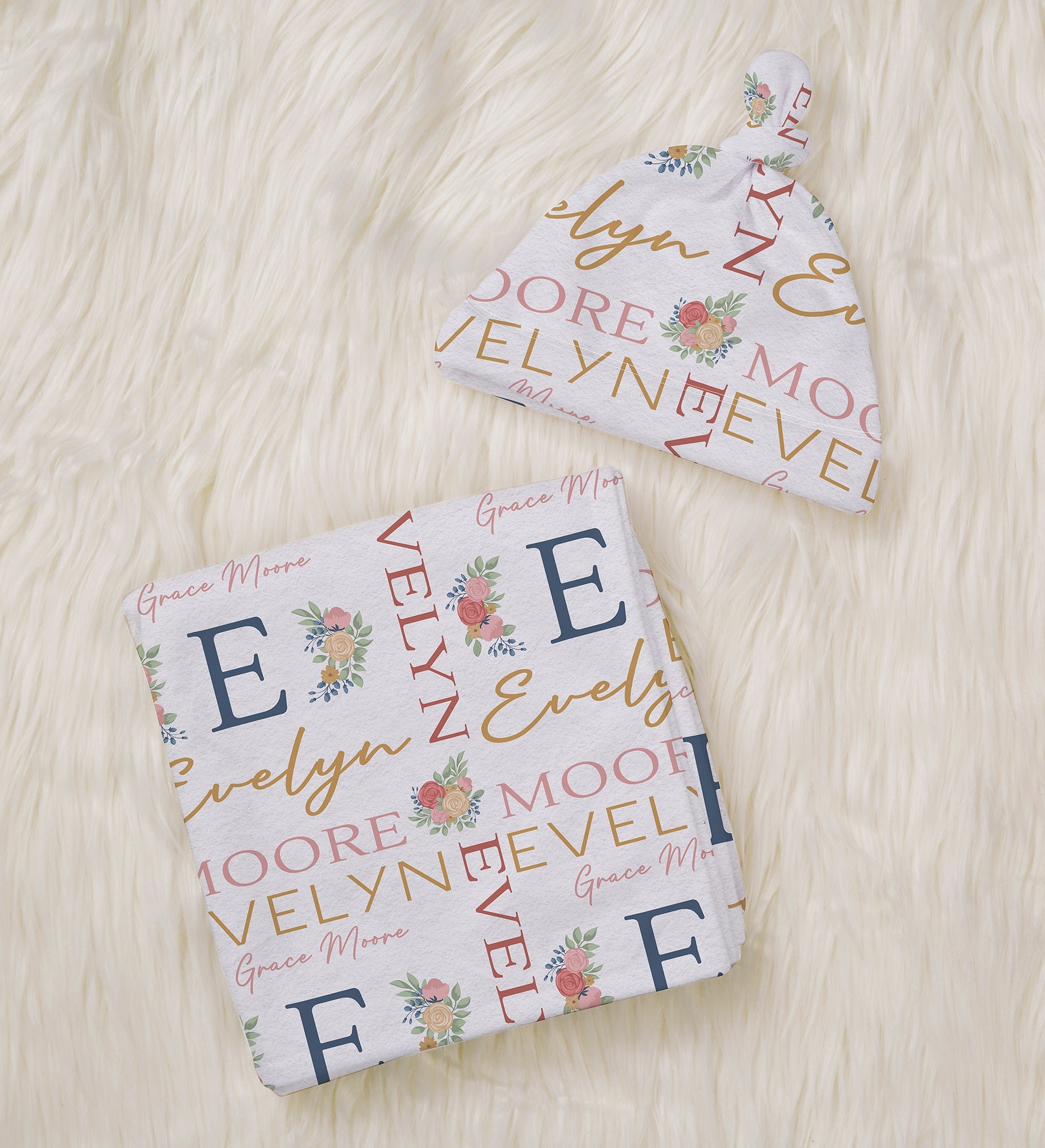 Blooming Baby Girl Personalized Receiving Blanket