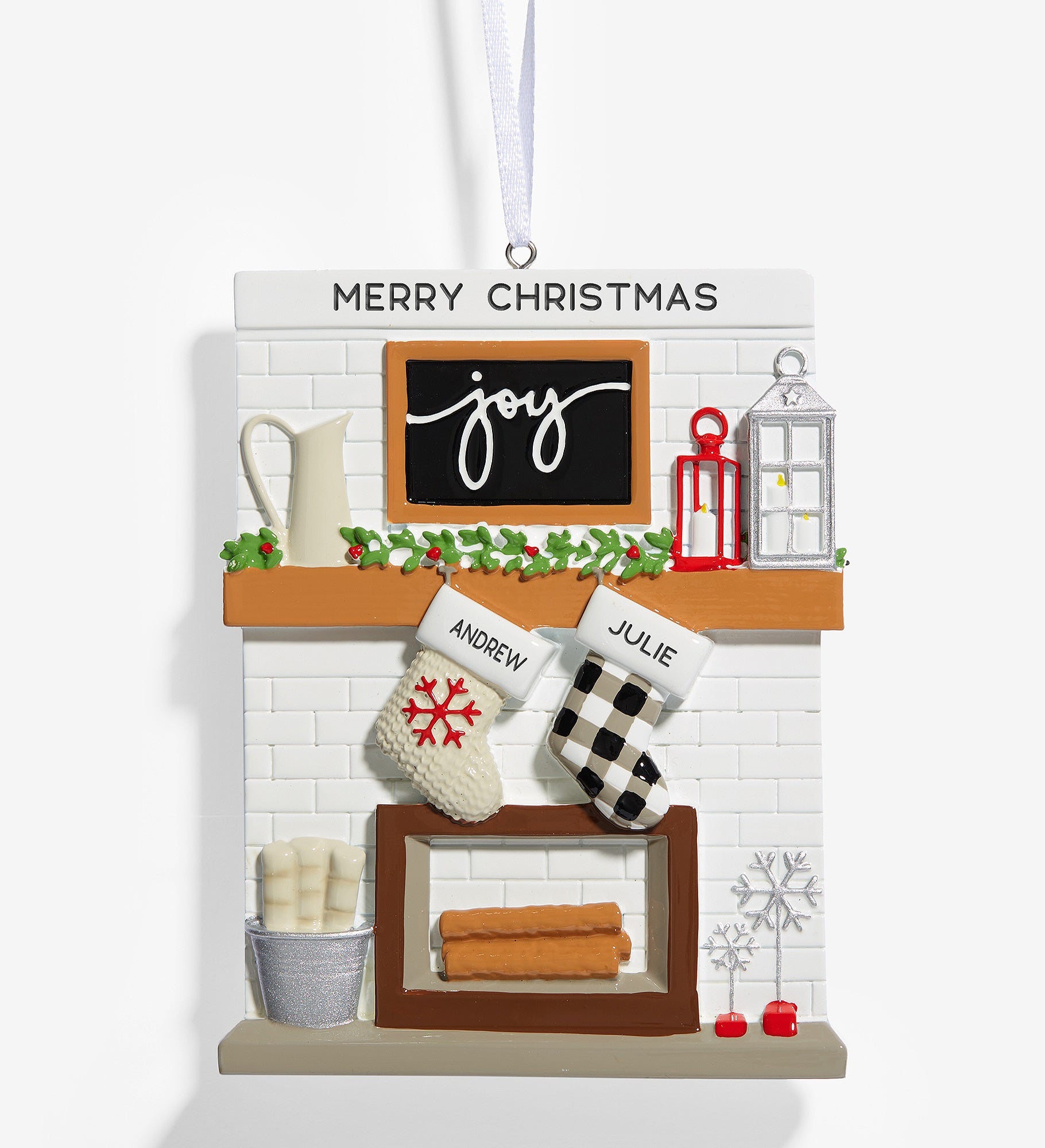 Fireplace Stockings Personalized Family Ornament