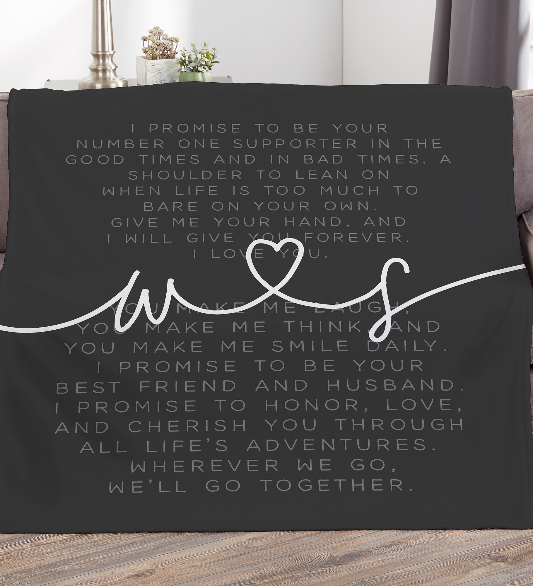 Drawn Together By Love Personalized Wedding Vows Blankets