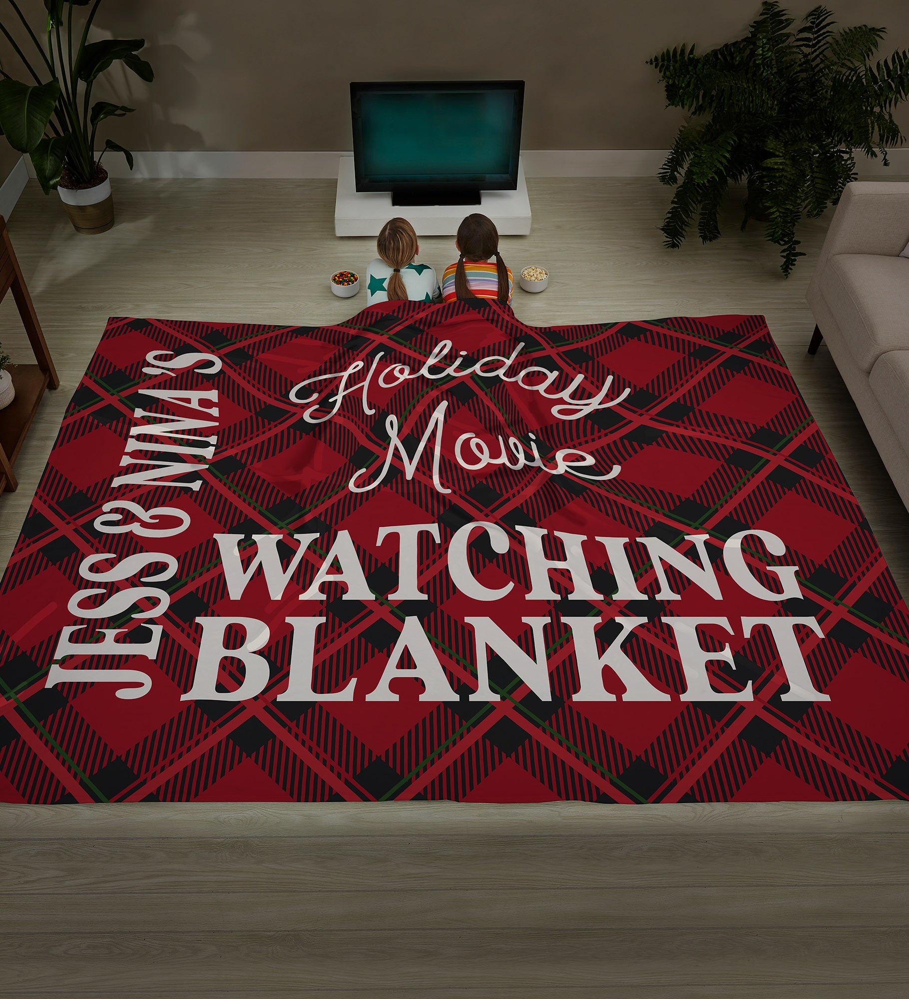 Christmas Movie Watching Personalized Blanket