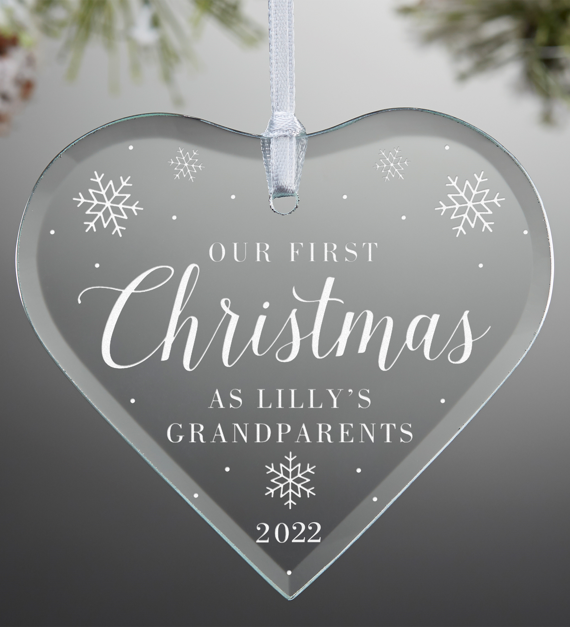First Christmas as Grandparents Personalized Glass Heart Ornament