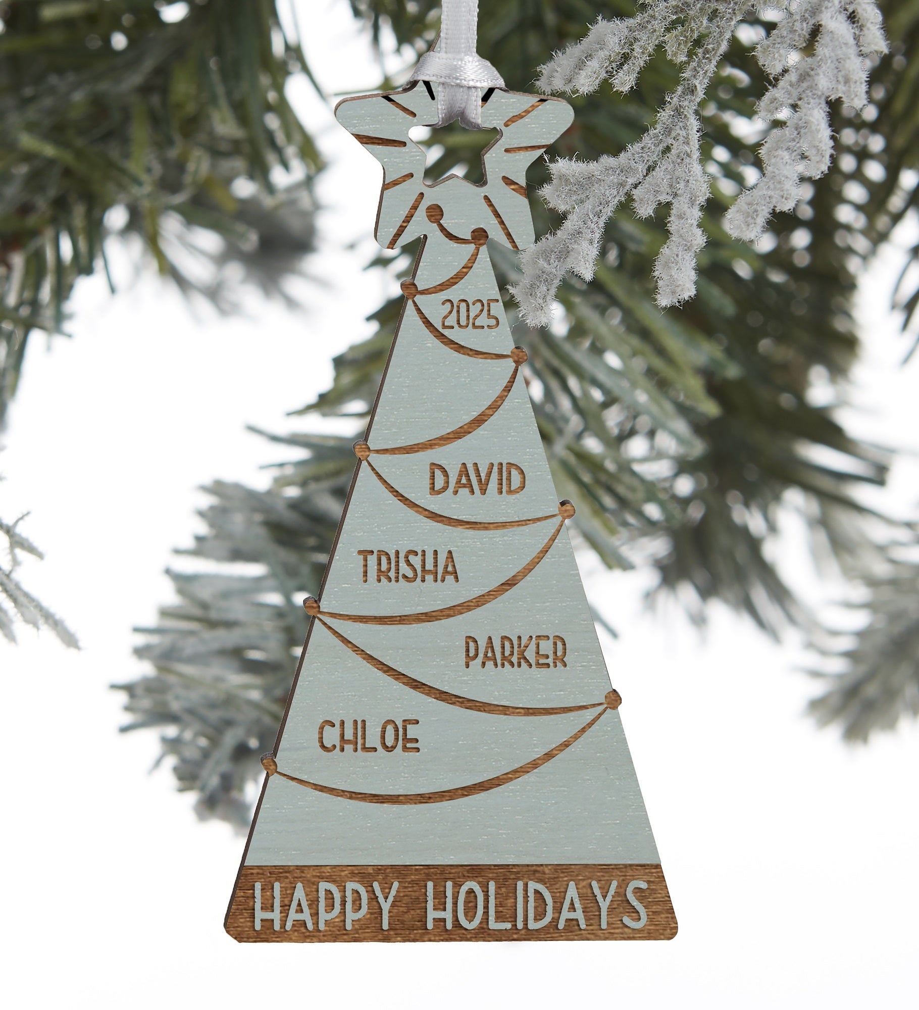Family Christmas Tree Personalized Wood Ornament